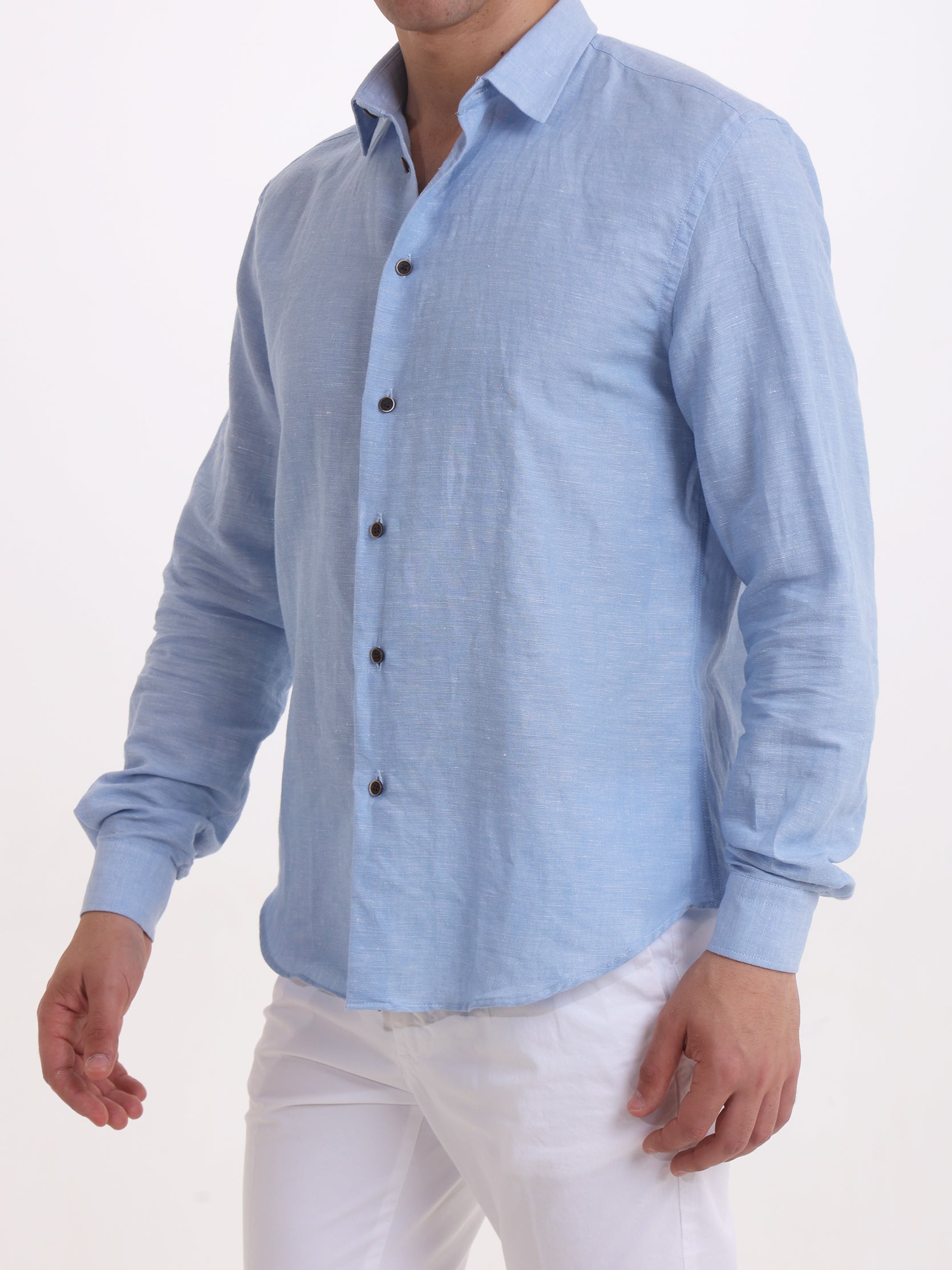 Gold Rush Uomo camicia Lino Unito Cielo Seychelles