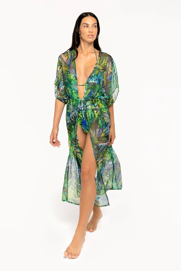 4giviness donna Kimono lungo bird of paradise  FGCW3638