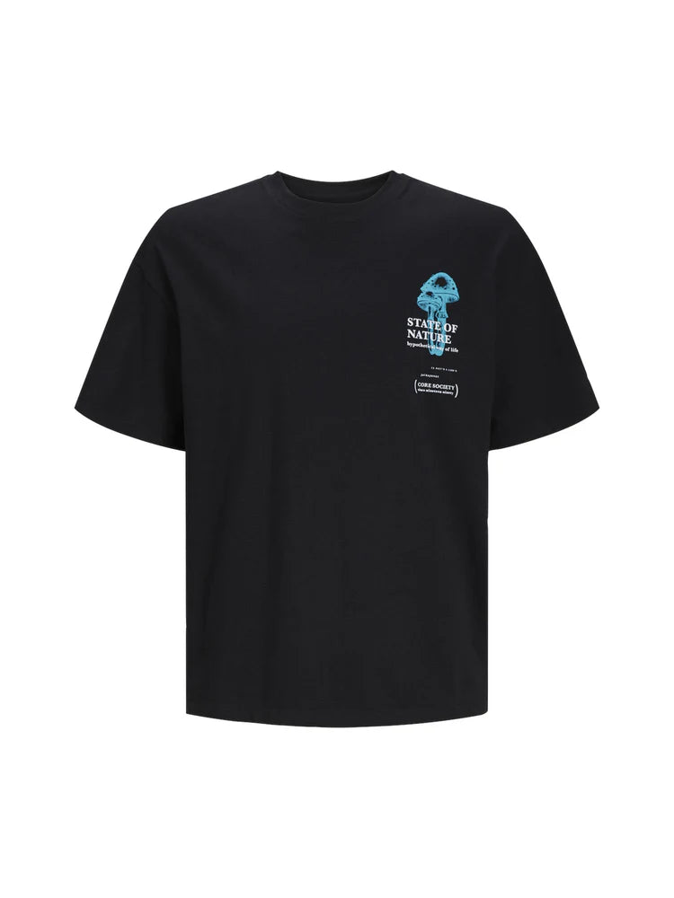 Jack & Jones uomo t-shirt Floral 12253401 Black print Blu