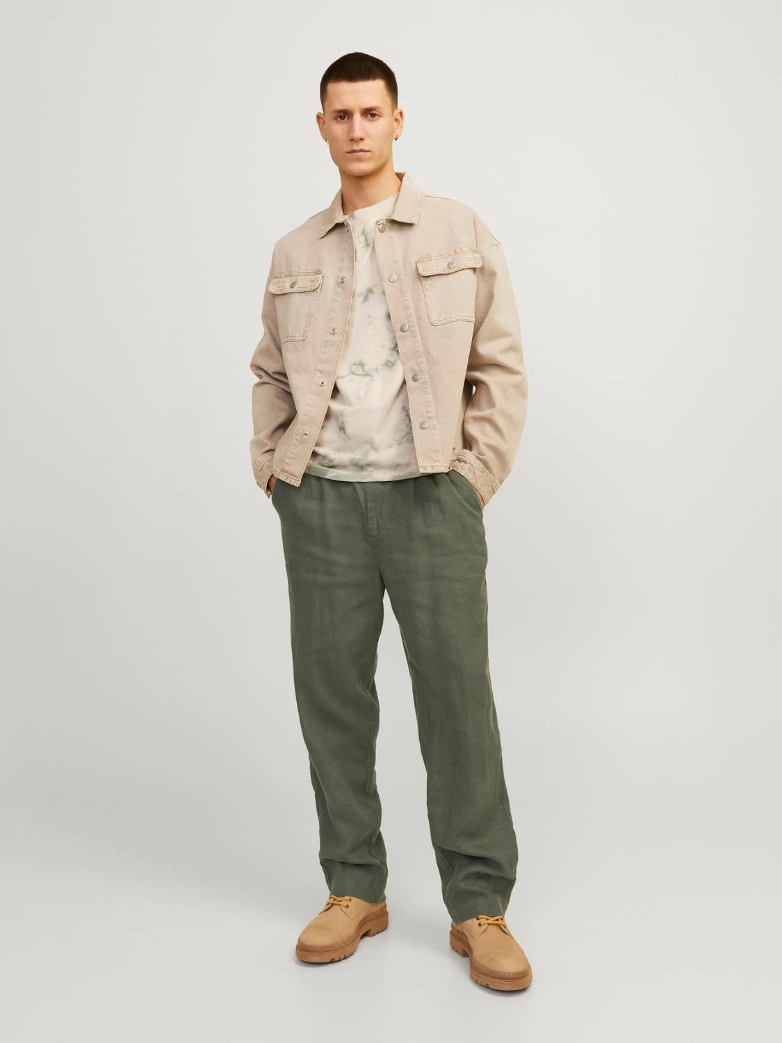 Jack & Jones uomo pantalone in lino Karl Lawrence Linen 12253120 Beetle