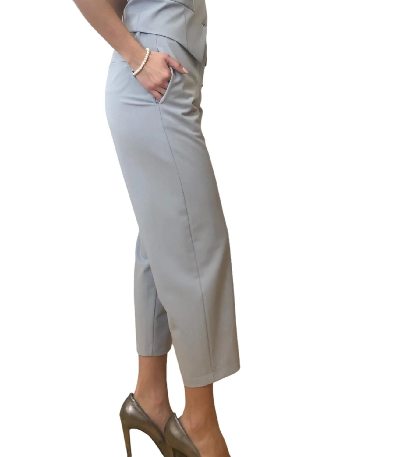 Vicolo donna Pantalone carrot con elastico TB0283 Gesso