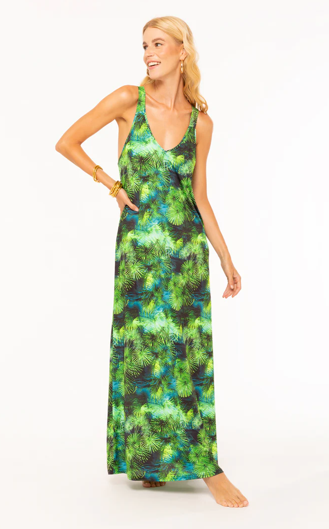 4giveness Donna Abito Lungo Tropic Verde FGCW3040