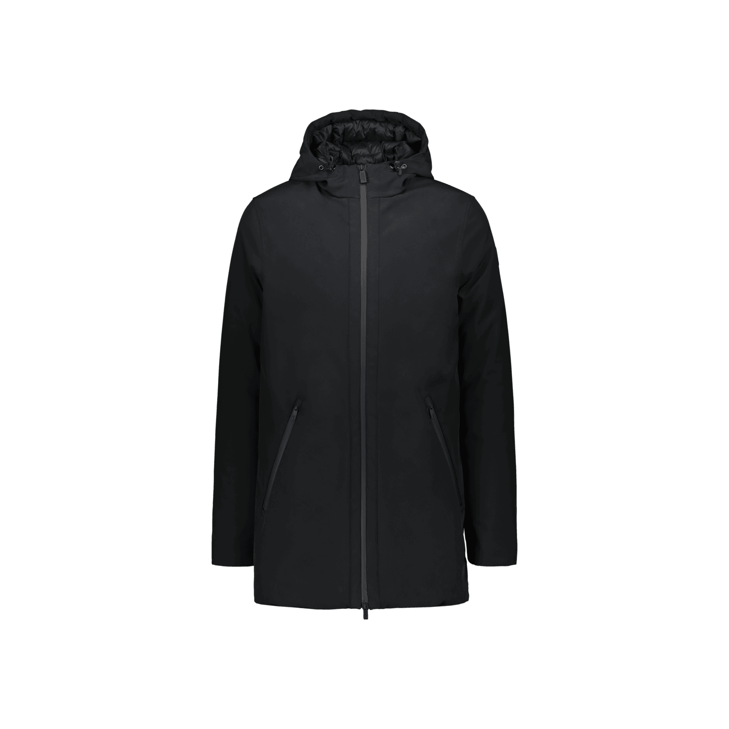 Ciesse Uomo Piumino Lungo con Cappuccio Fisso e Tessuto Edge Black