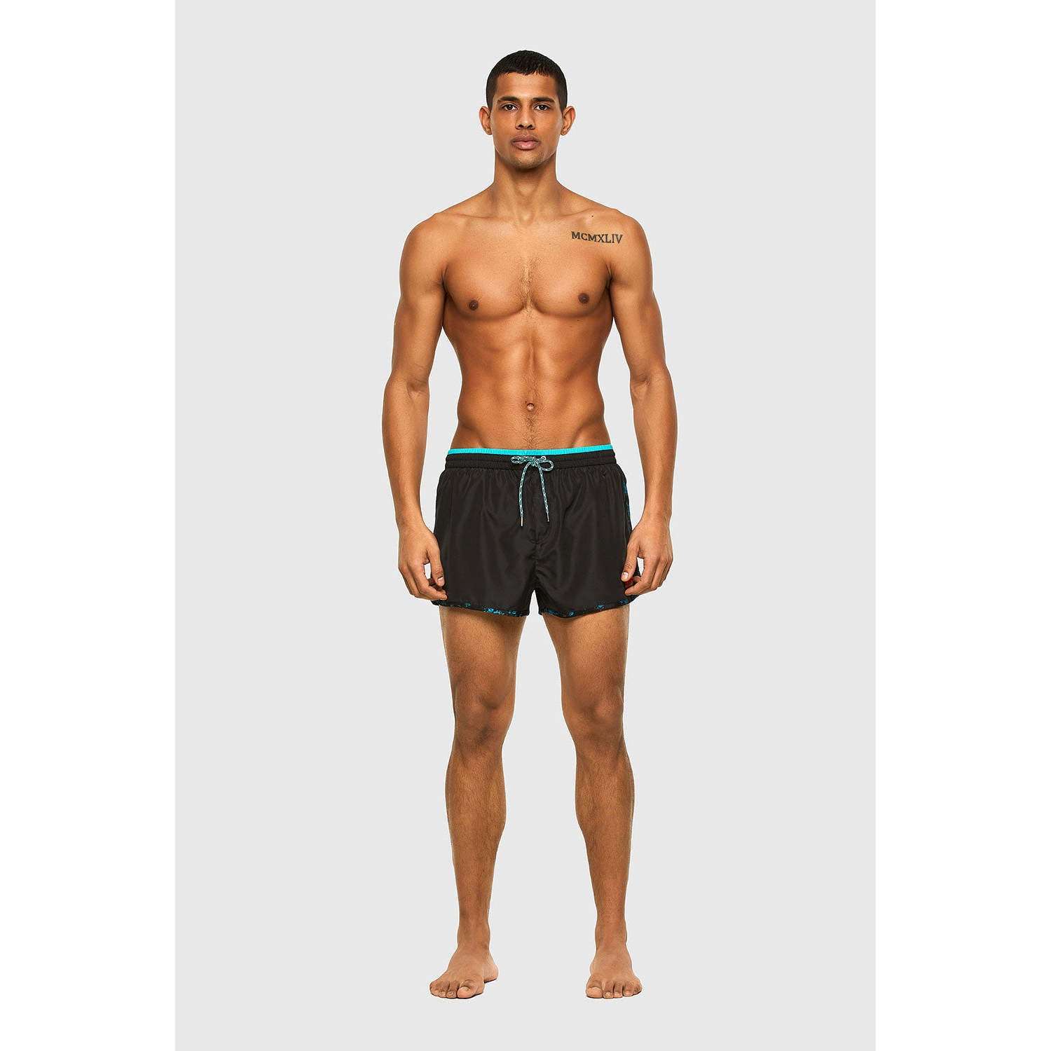 Diesel Costume Boxer da Uomo colore Nero con Finiture a Contrasto Azzurre