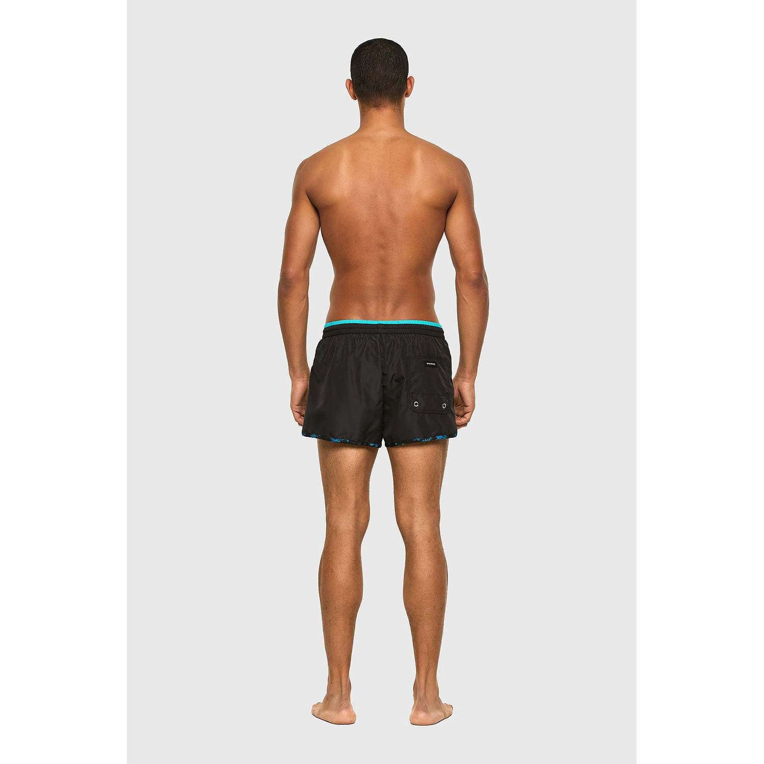 Diesel Costume Boxer da Uomo colore Nero con Finiture a Contrasto Azzurre