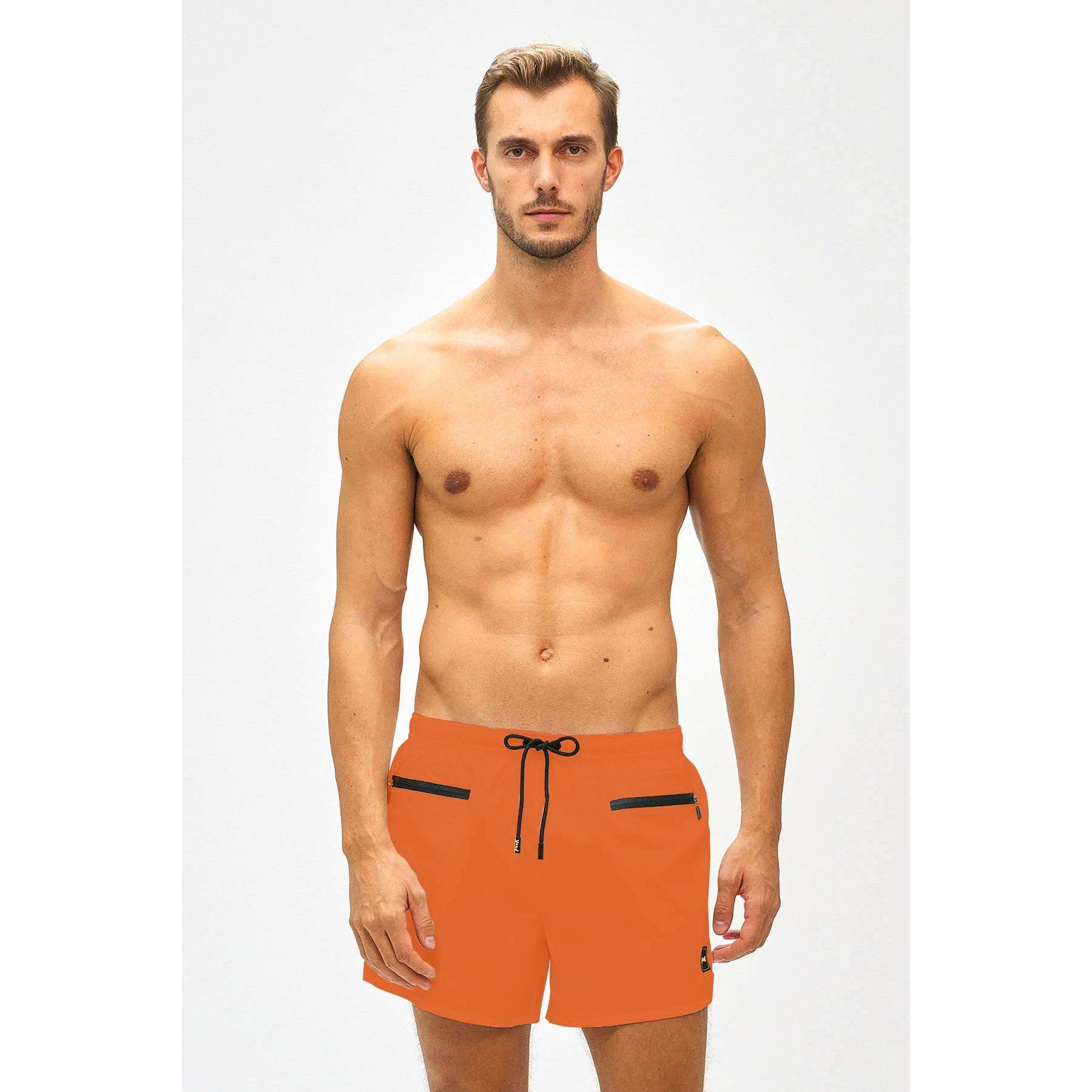 F**k Costume da Uomo Short con Tasche Orizzontali e Zip colore Arancione Collezione
