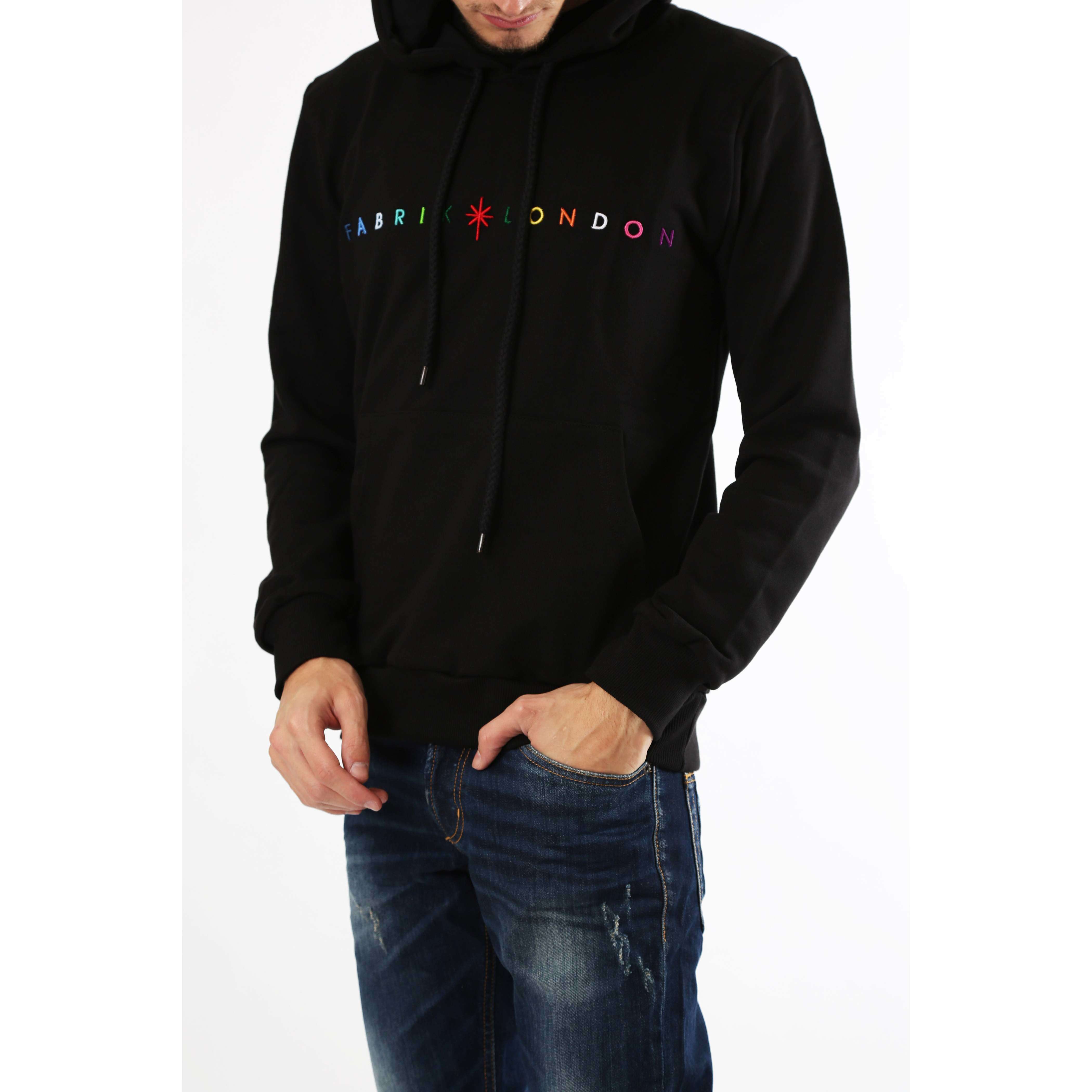 Fabrik London Uomo Felpa Manica Lunga Con Cappuccio Sweatshirt Colour Black