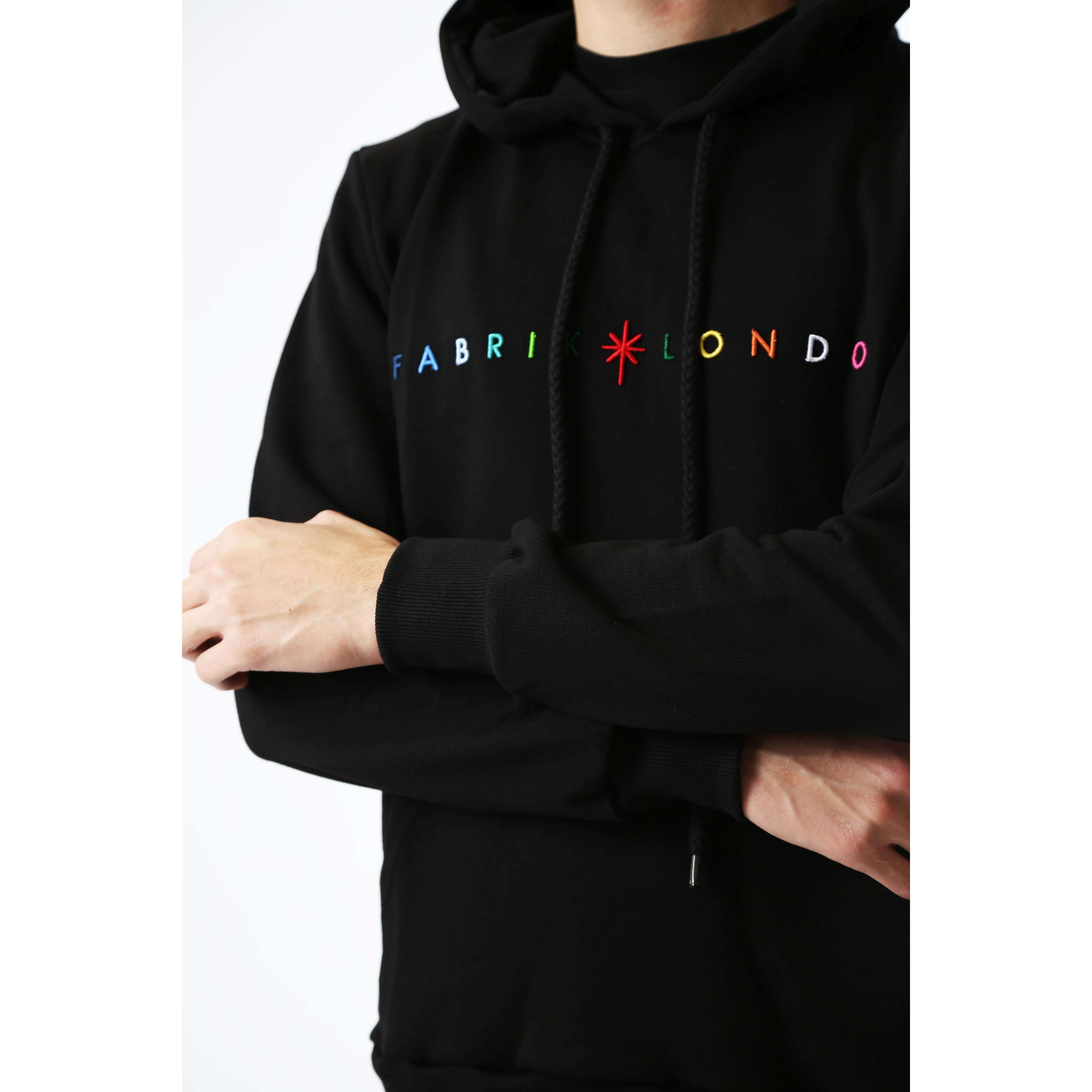 Fabrik London Uomo Felpa Manica Lunga Con Cappuccio Sweatshirt Colour Black