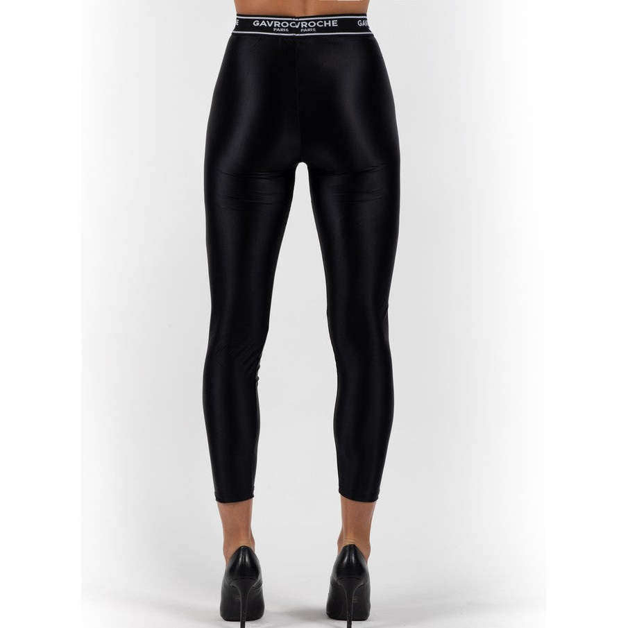 Gavroche Donna Leggings Nero Lucido Elastico Vita Alta Tokyo