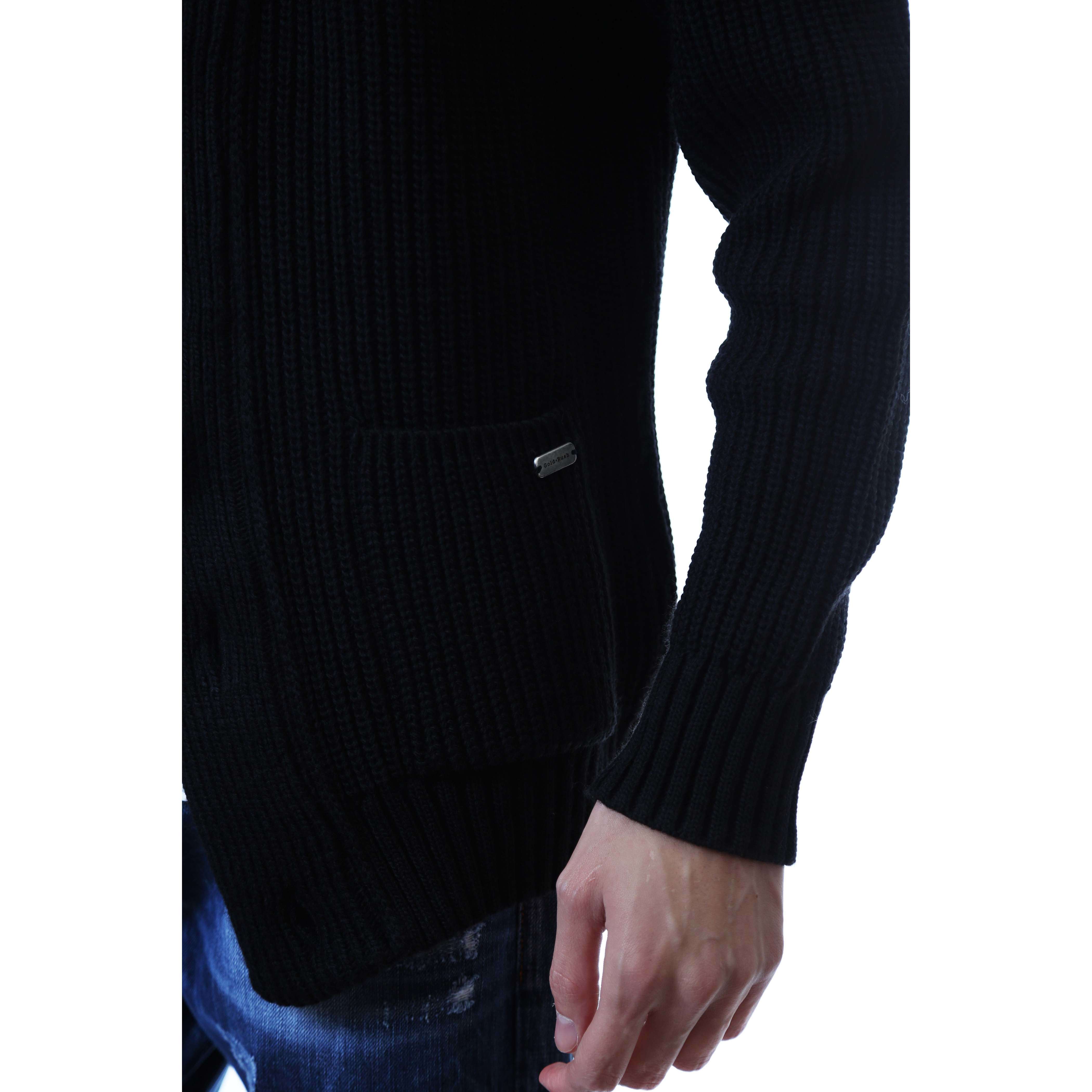 Gold Rush Uomo Cardigan Manica Lunga In Maglia Black