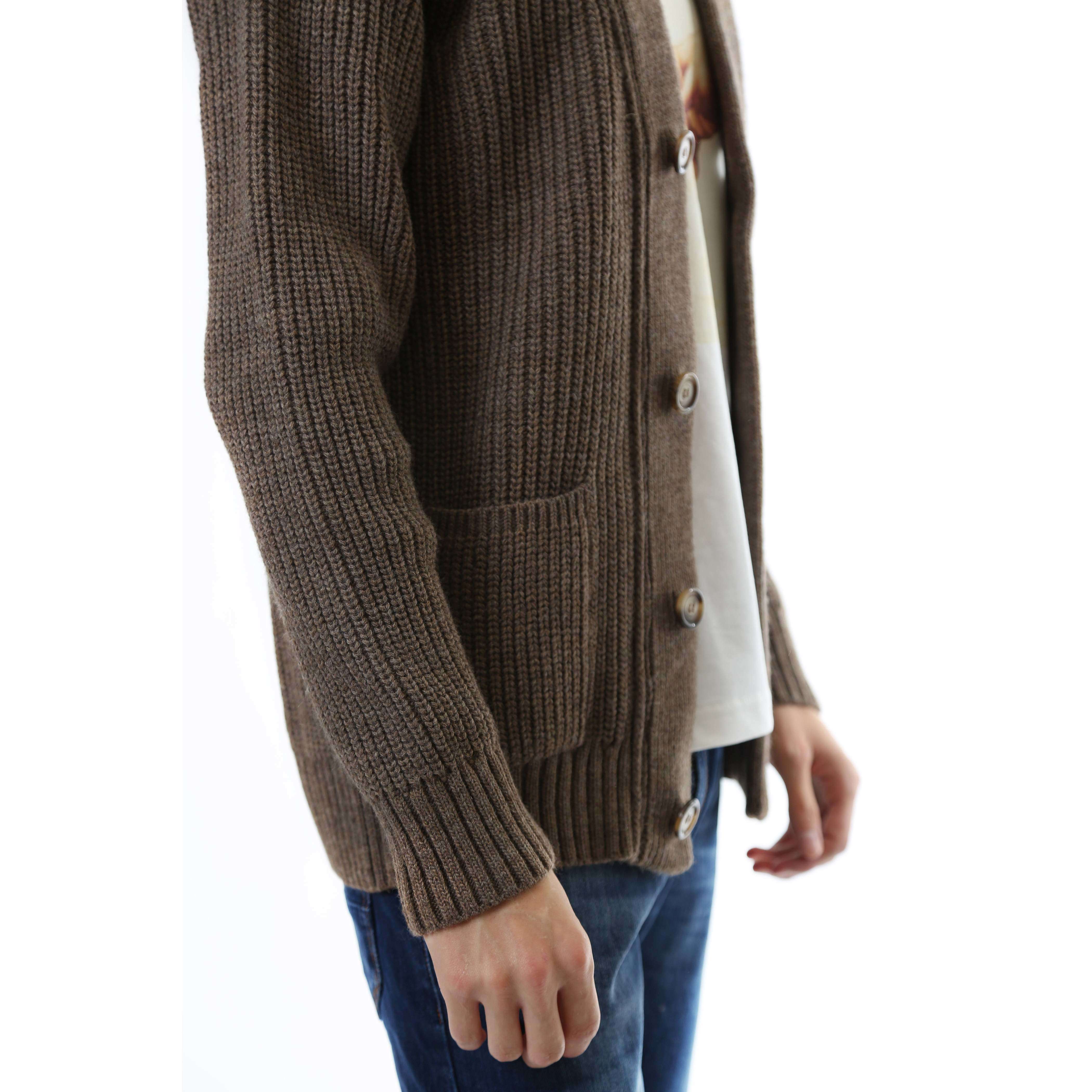 Gold Rush Uomo Cardigan Manica Lunga In Maglia Jacket Sand