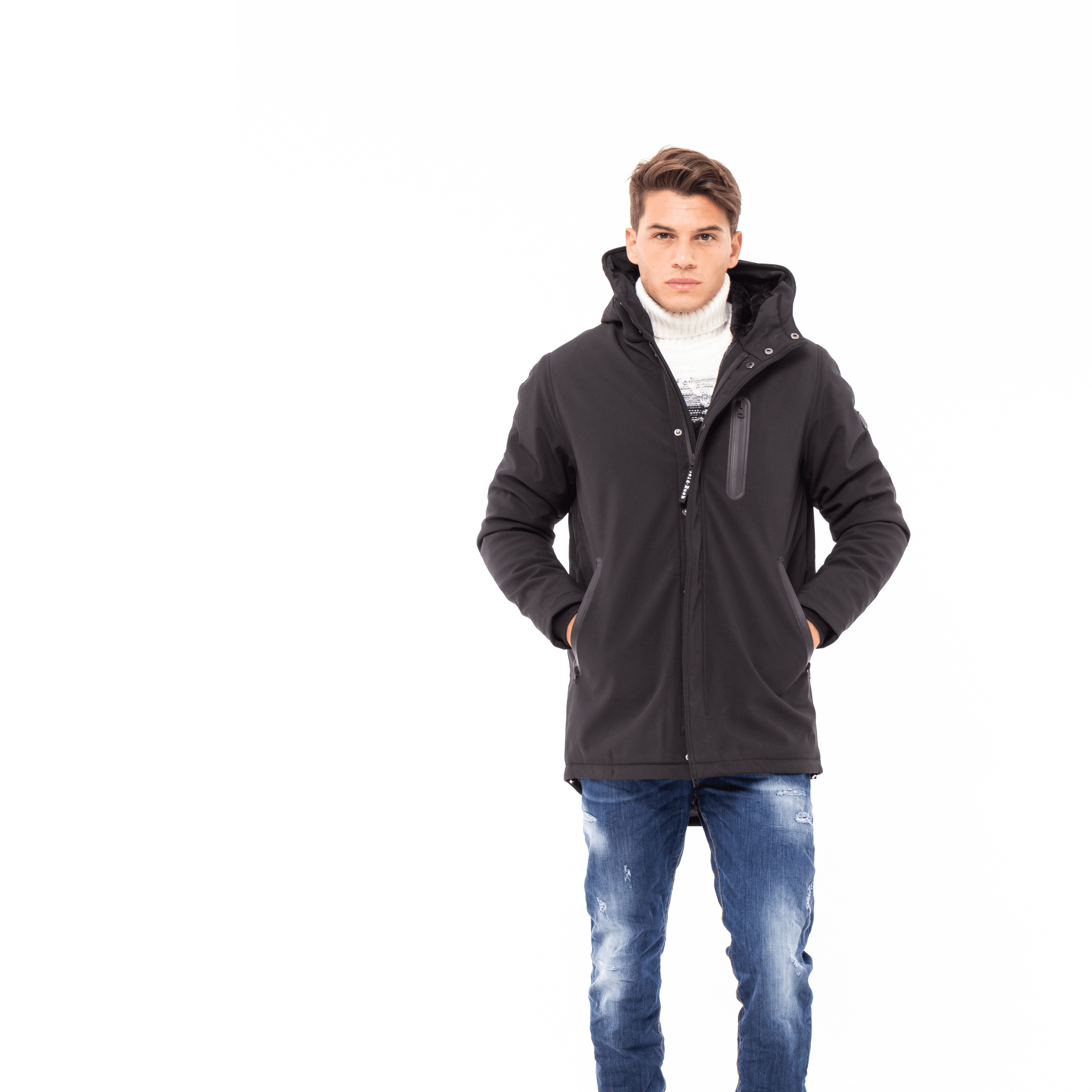 Gold Rush Uomo Giubbino Genius Imbottito Con Cappuccio Hooded Winter Jacket Black