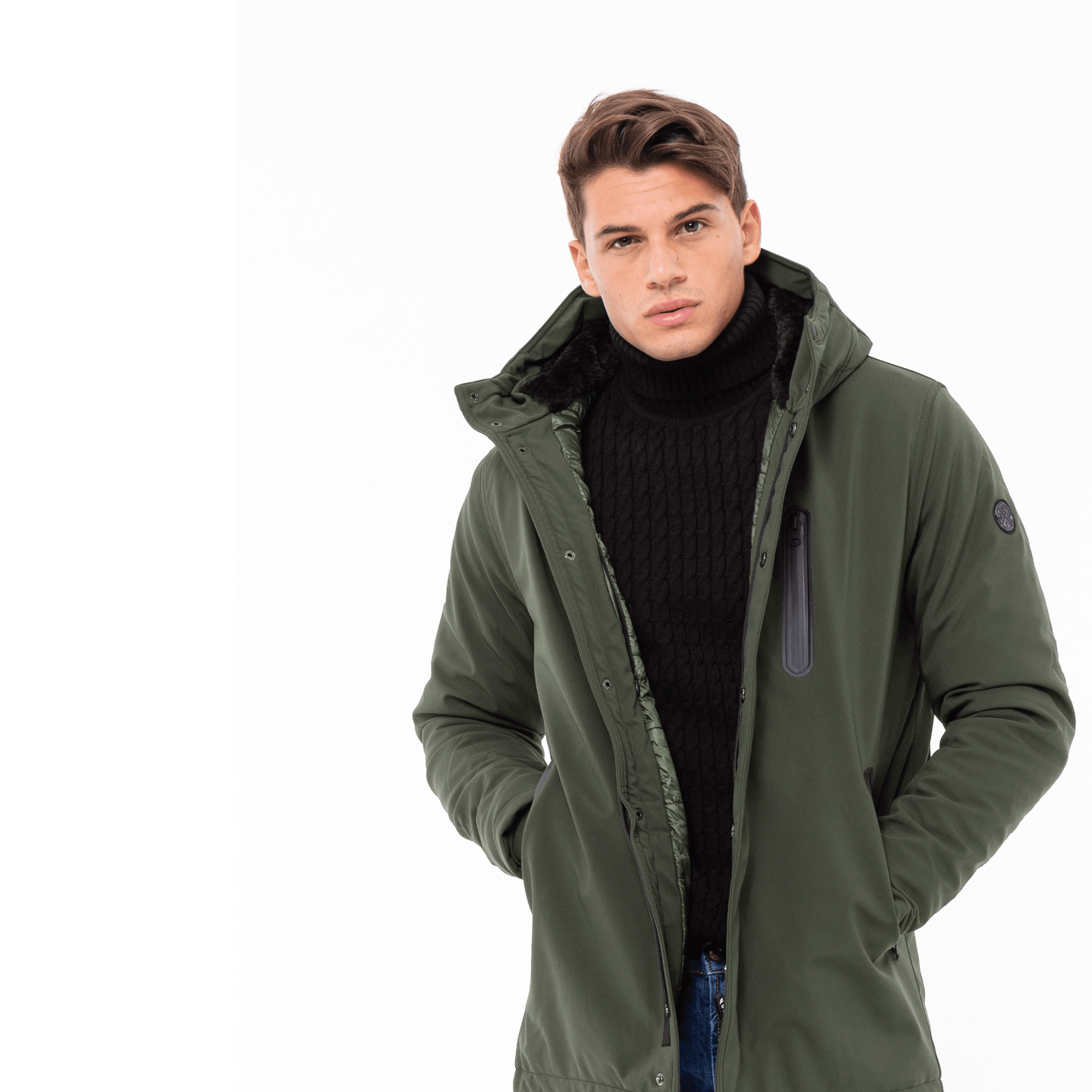 Gold Rush Uomo Giubbino Genius Imbottito Con Cappuccio Hooded Winter Jacket Green