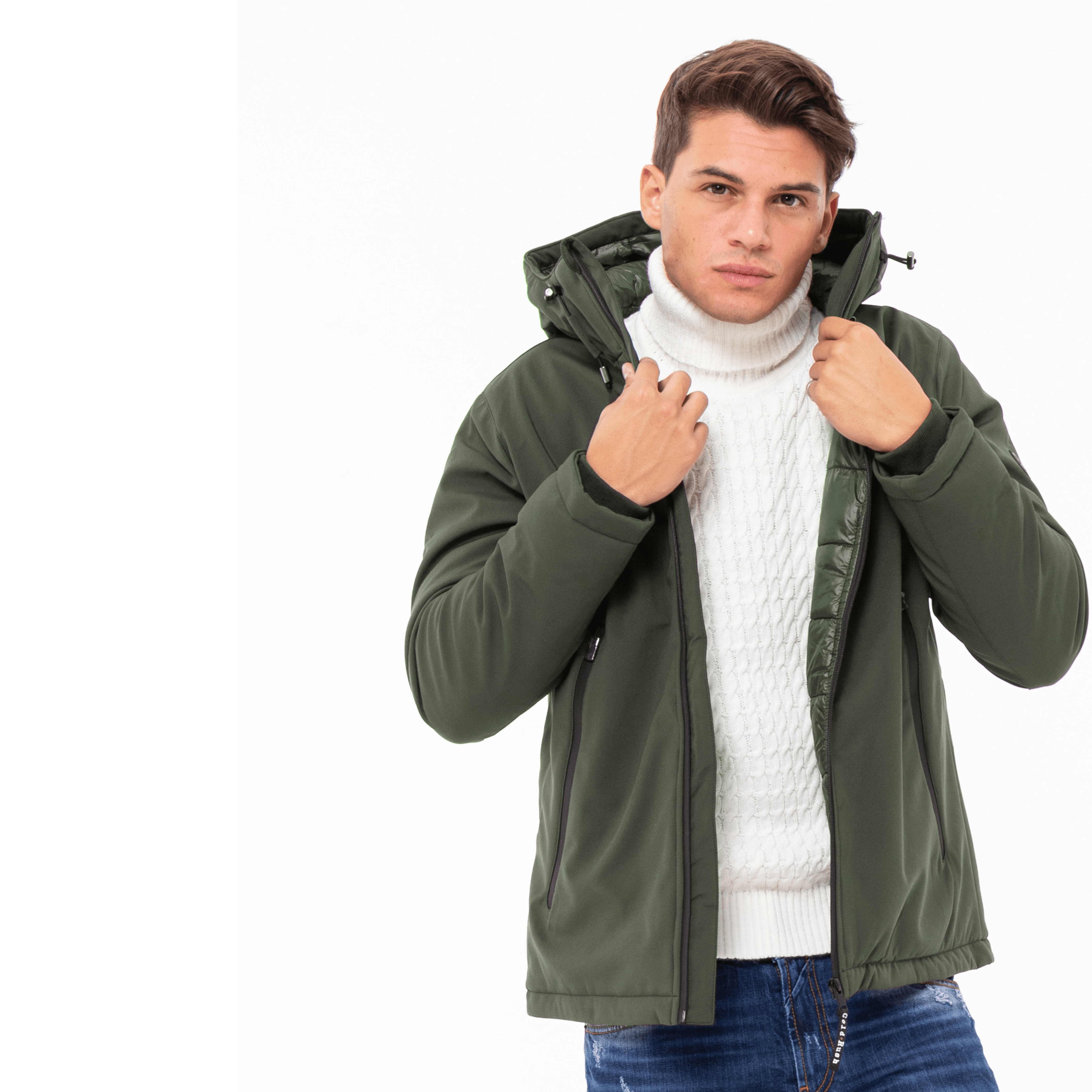 Gold Rush Uomo Giubbino New Great Imbottito Con Cappuccio Hooded Winter Jacket Green