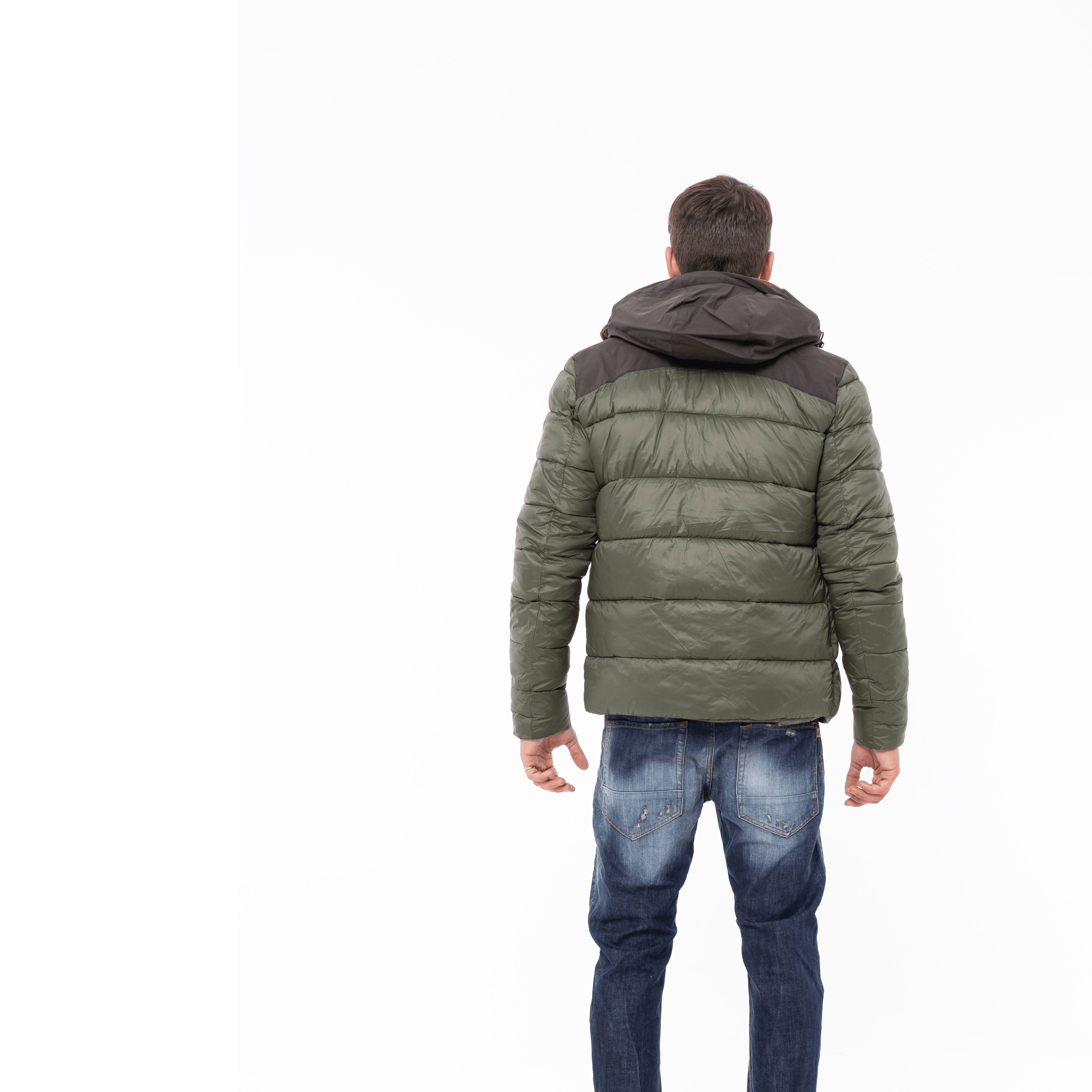 Gold Rush Uomo Giubbino Piumino Imbottito Con Cappuccio Hooded Winter Jacket Green