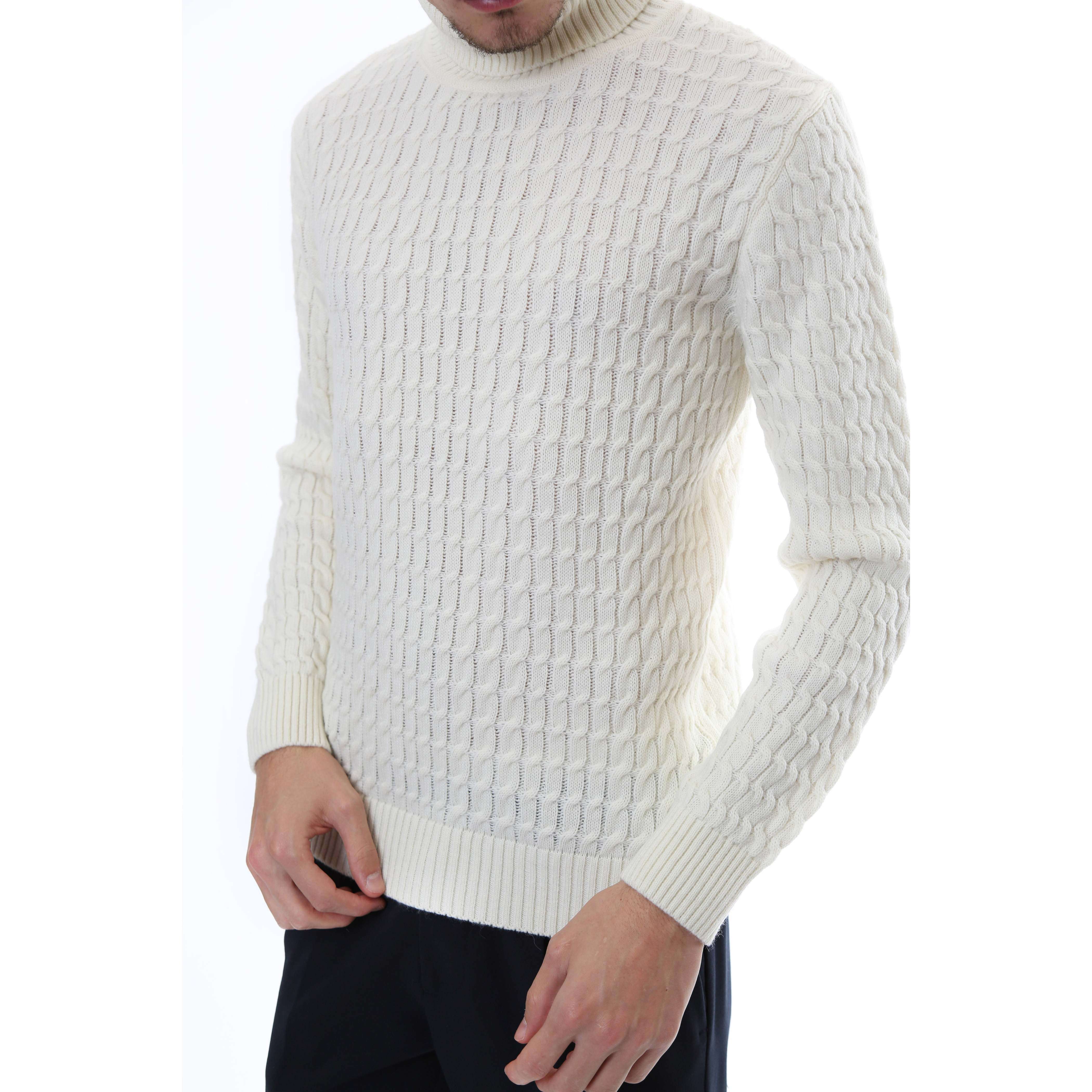 Gold Rush Uomo Maglia Pullover Dolcevita High Neck White