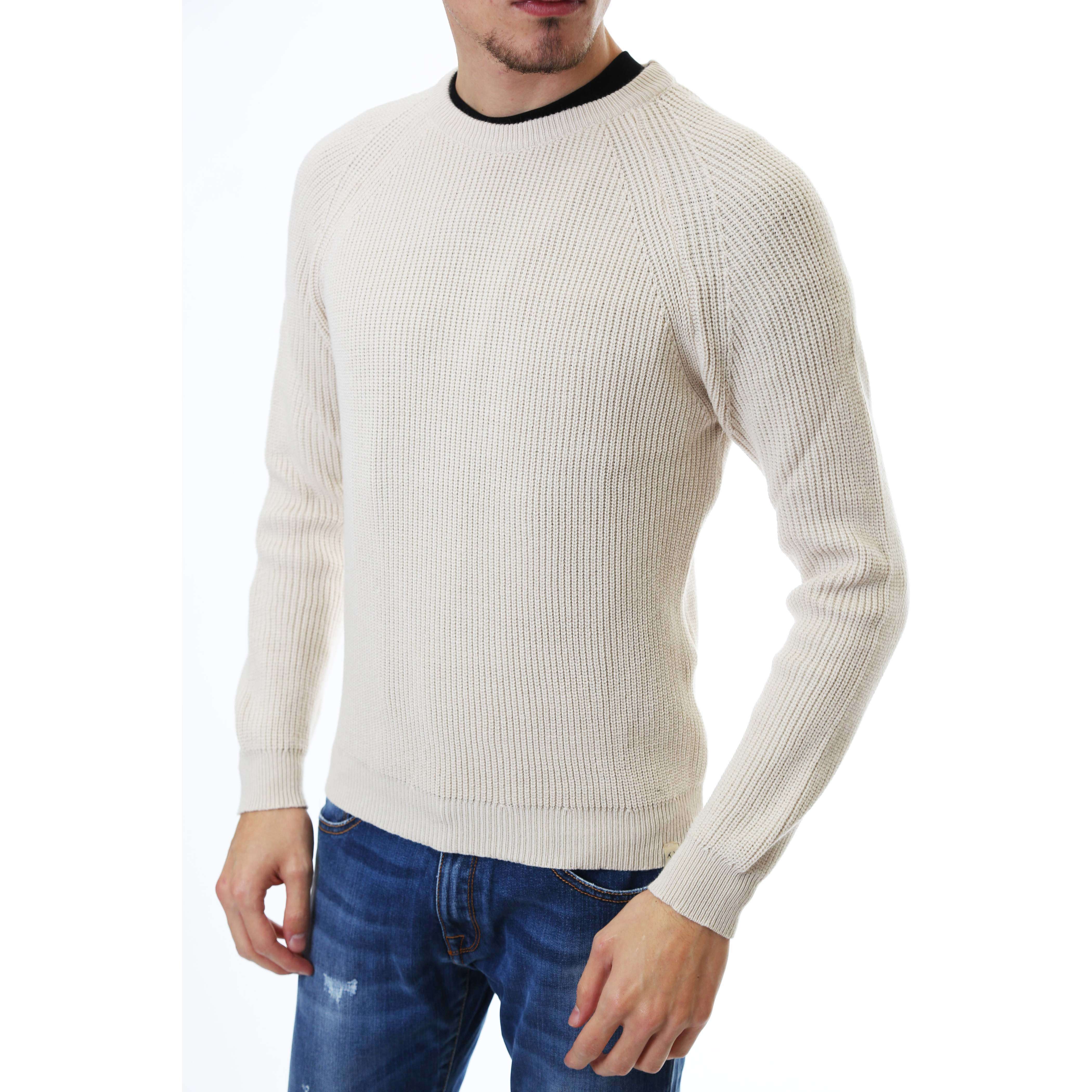 Gold Rush Uomo Maglia Pullover Girocollo Salk White