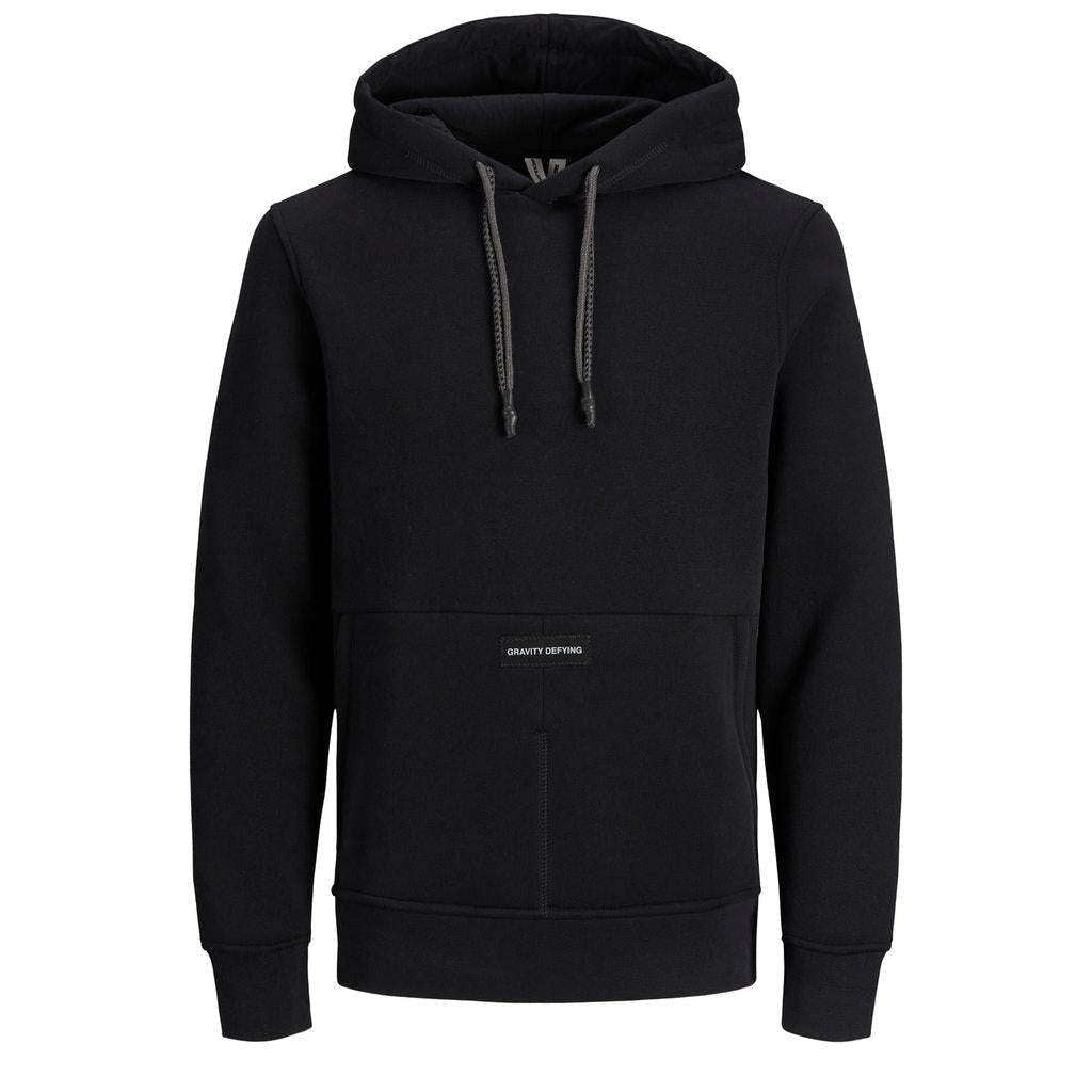 Jack & Jones Uomo Felpa Manica Lunga Hooded Sweatshirt Con Cappuccio Logo Black