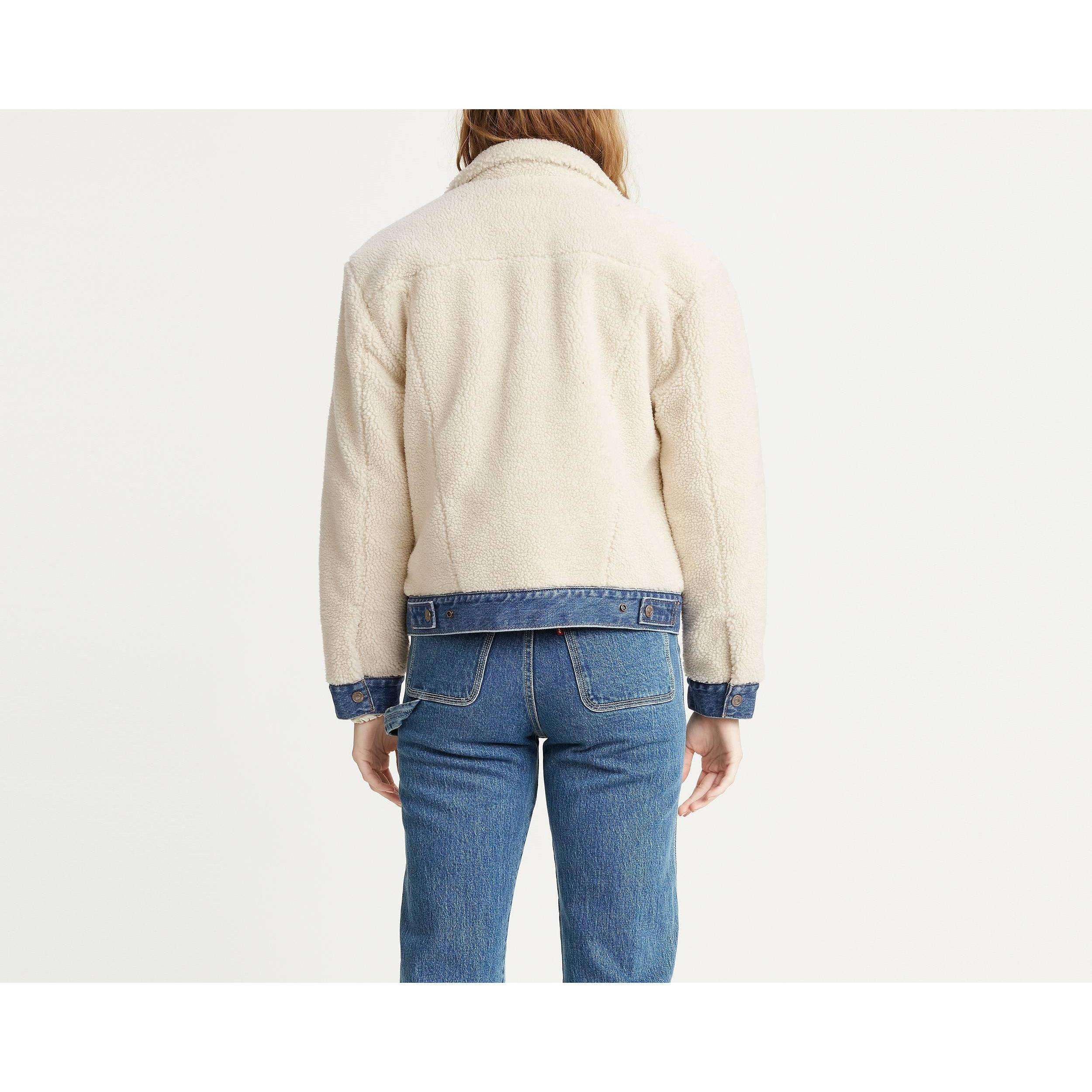 Levi's Donna Giubbotto Jacket Jeans Denim Sherpa Reverse