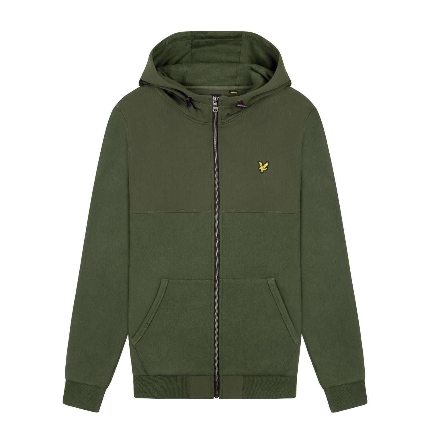 Lyle & Scott Uomo Felpa Manica Lunga Con Cappuccio Hooded Sweatshirt Patchwork Green