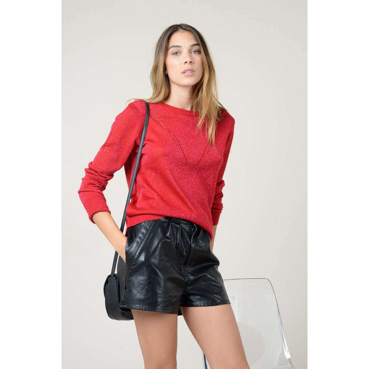 Molly Bracken Donna Maglia Pullover Manica Lunga Red