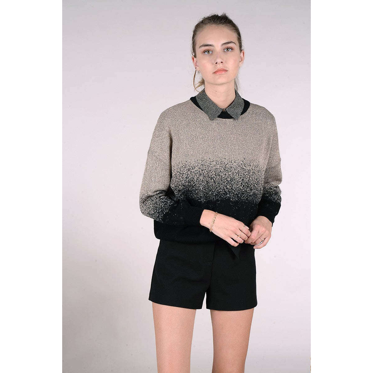 Molly Bracken Donna Maglia Pullover Manica Lunga Sfumatura Bicolour