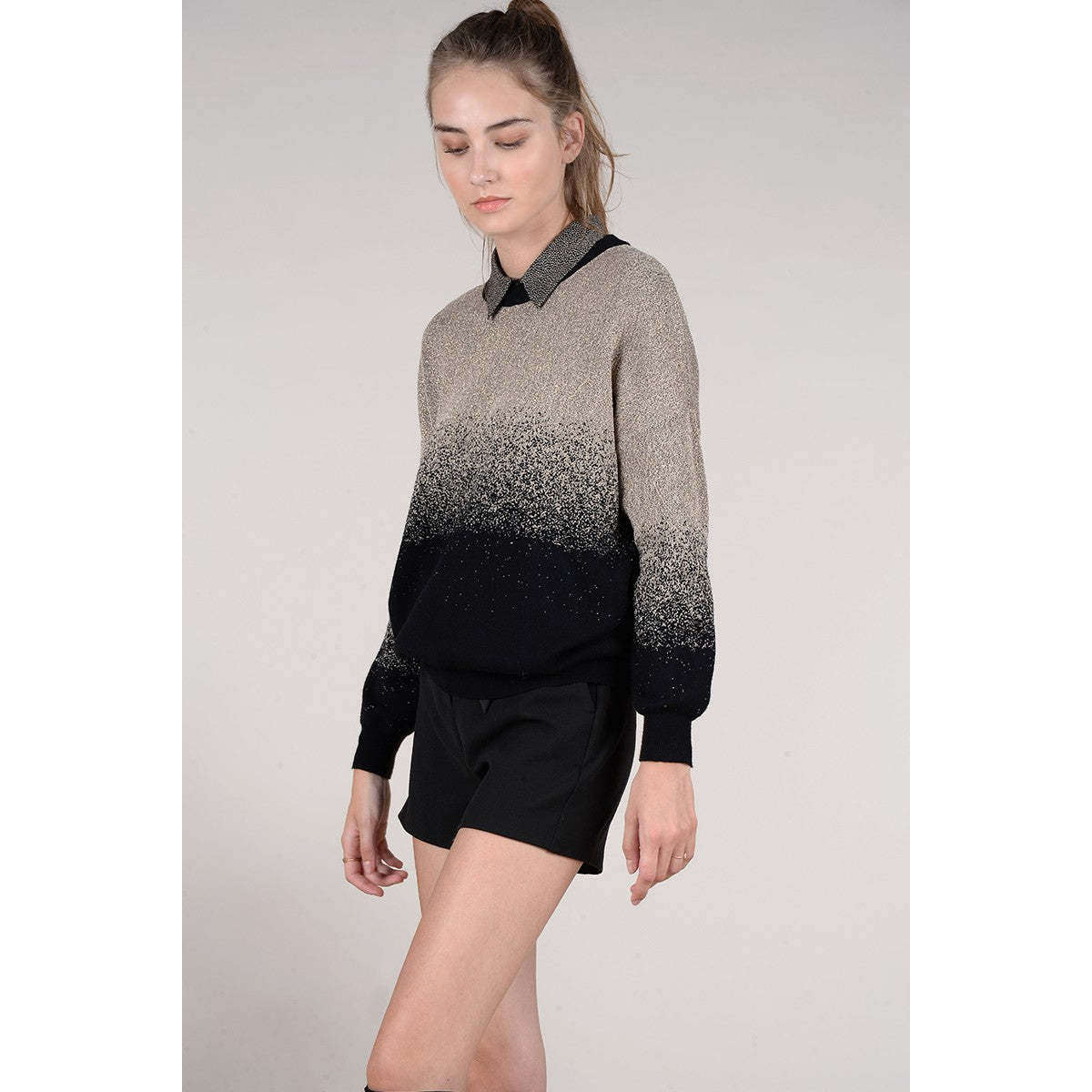 Molly Bracken Donna Maglia Pullover Manica Lunga Sfumatura Bicolour