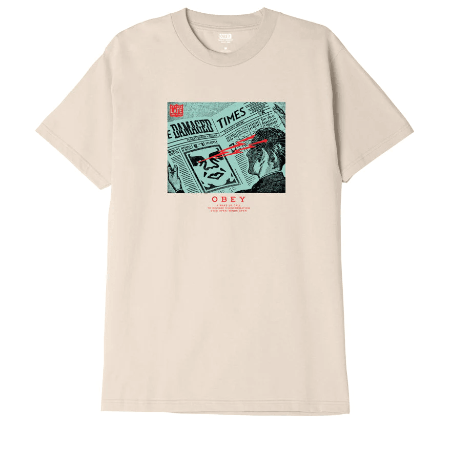 Obey Uomo T-shirt Wake up call Crema 22UC0000111
