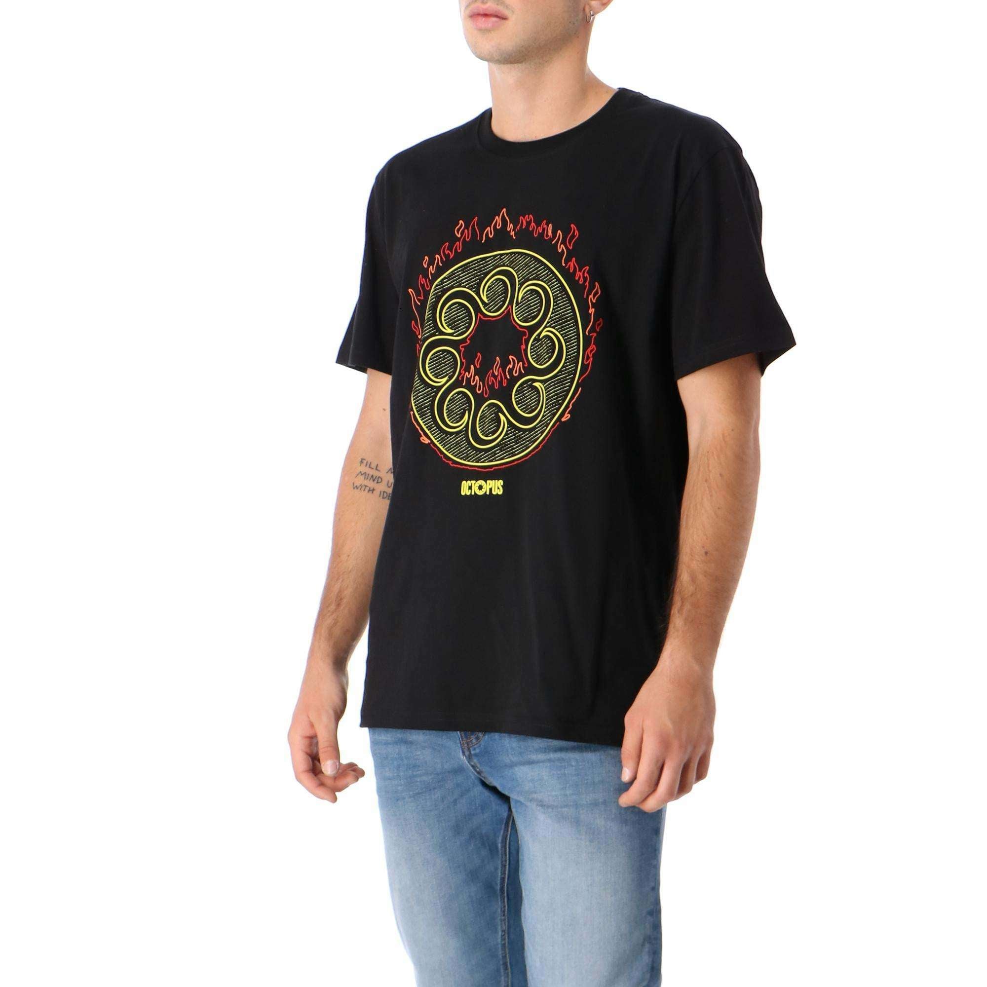 Octopus Uomo T-Shirt Manica Corta More Fire Black