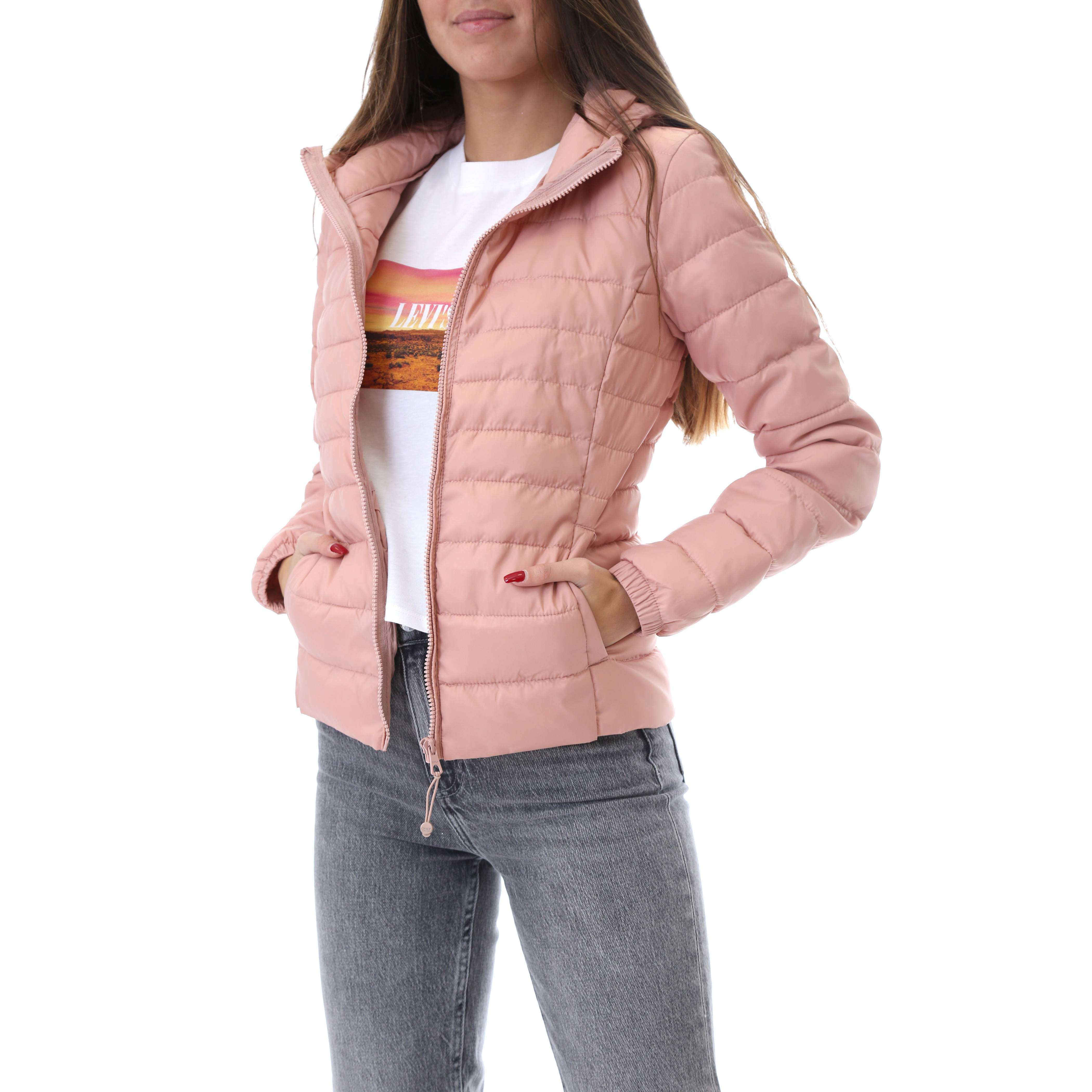 Only Donna Giubbotto Imbottito Bomber Tahoe Hood Pink