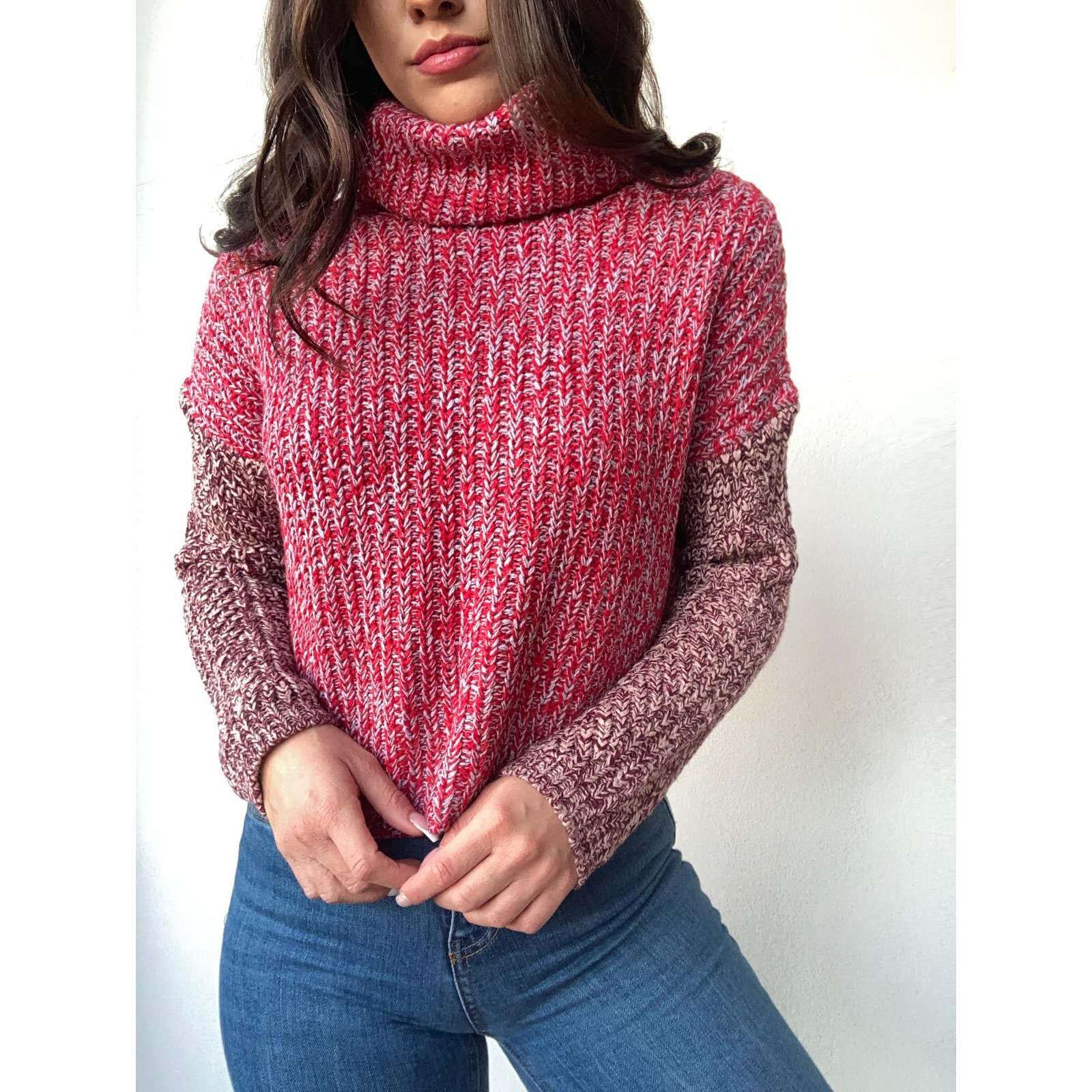 Only Donna Maglia Collo Alto Wide Crop High Neck Knitwear Riley