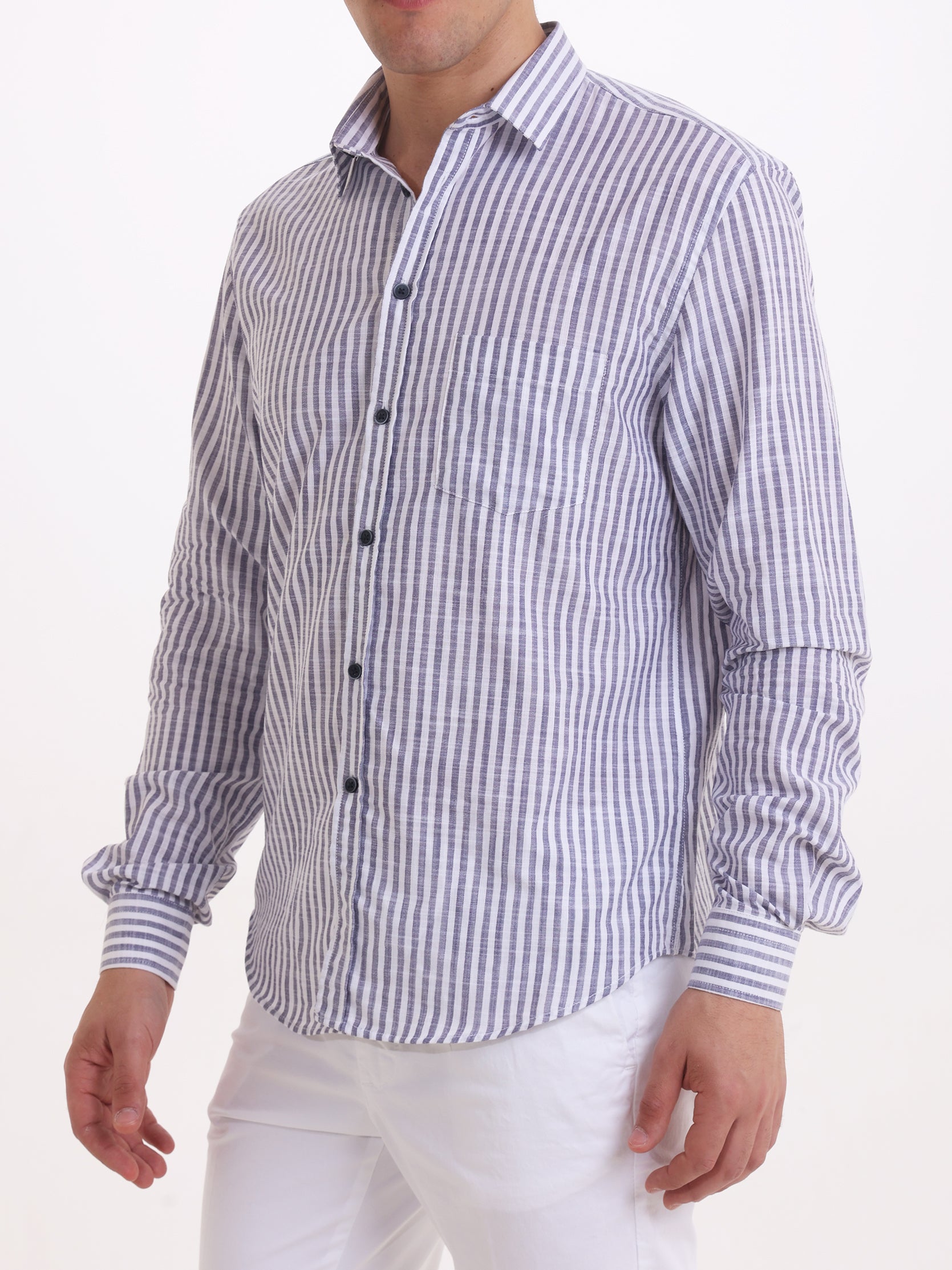 Gold Rush Uomo Camicia Rigato Mahe Blu