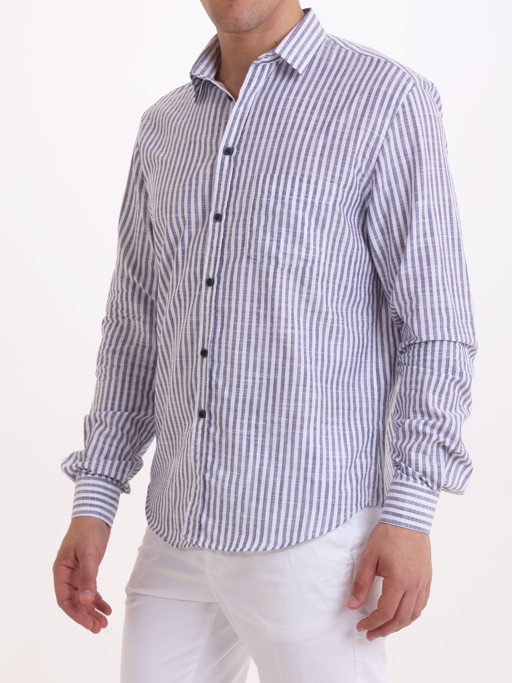Gold Rush Uomo Camicia Rigato Mahe Blu