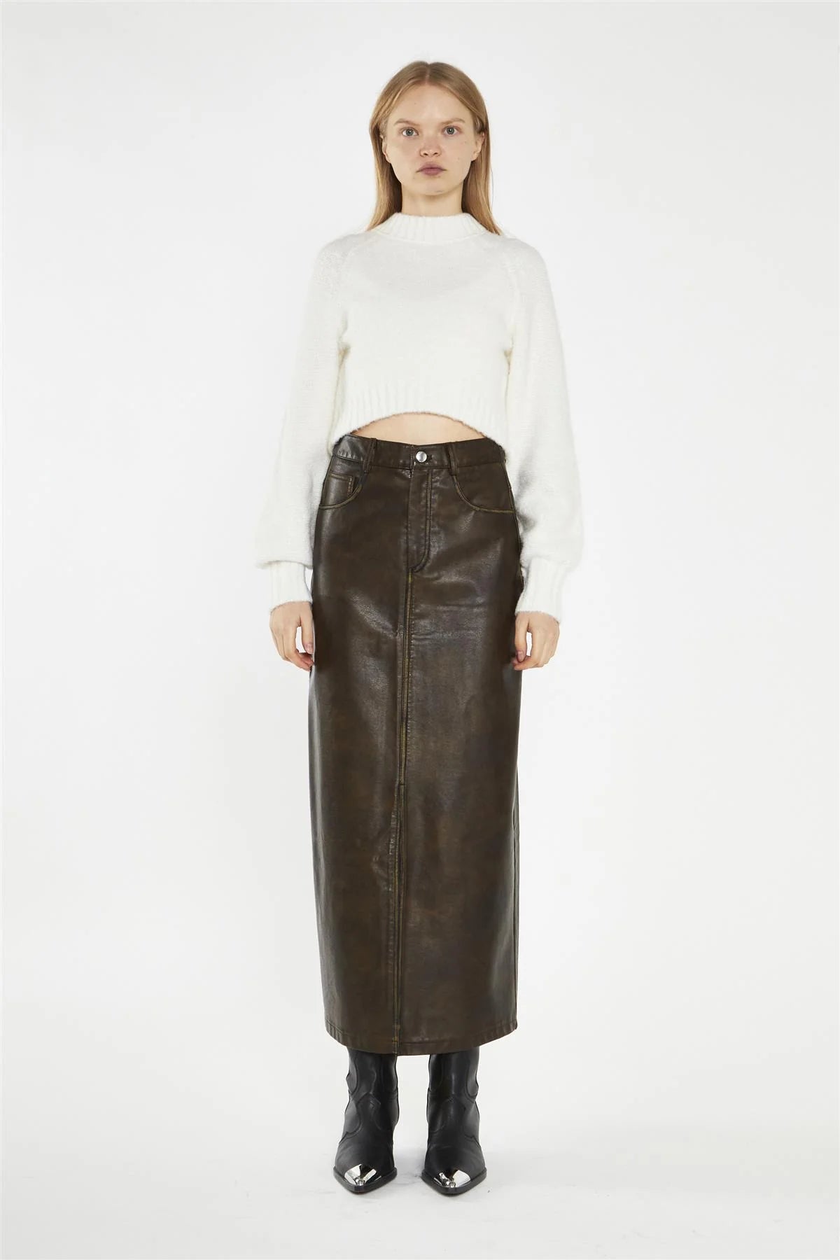 glamorous donna gonna KA7192 brown distressed pu