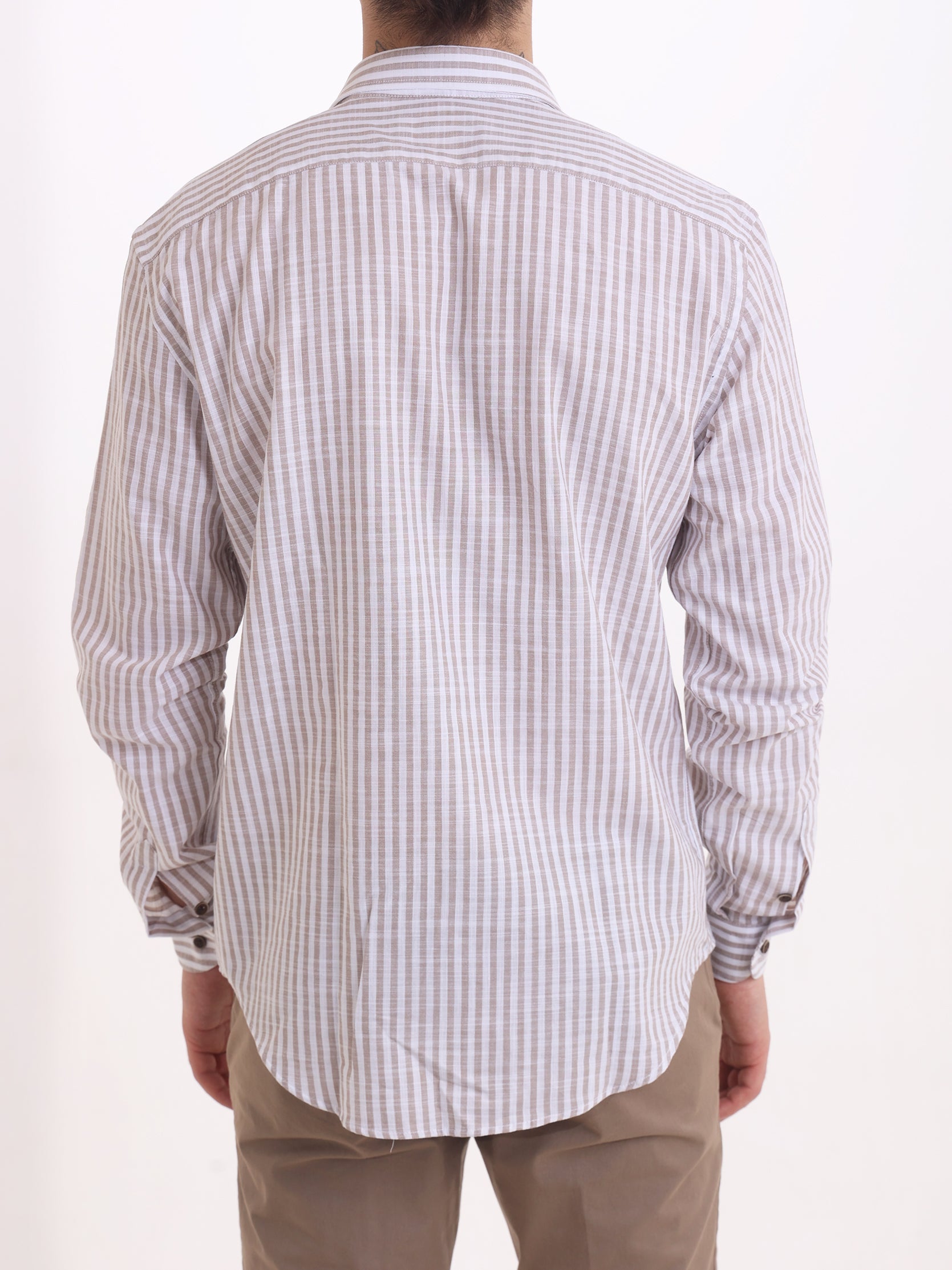 Gold Rush Uomo Camicia Rigato Mahe Beige