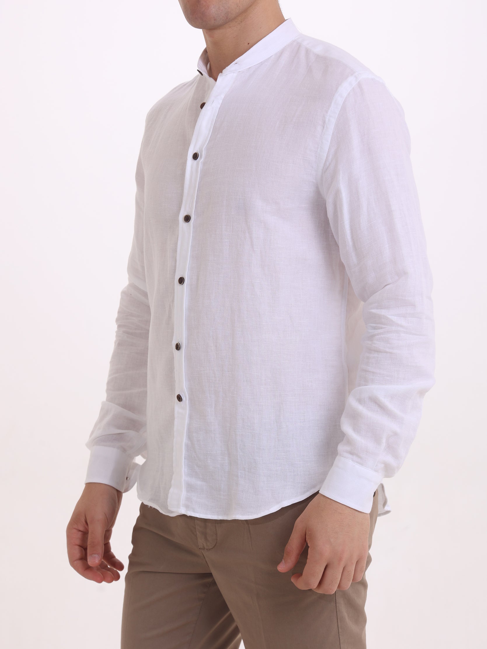Gold Rush Uomo Camicia Lino Bianco Corea Mauritius