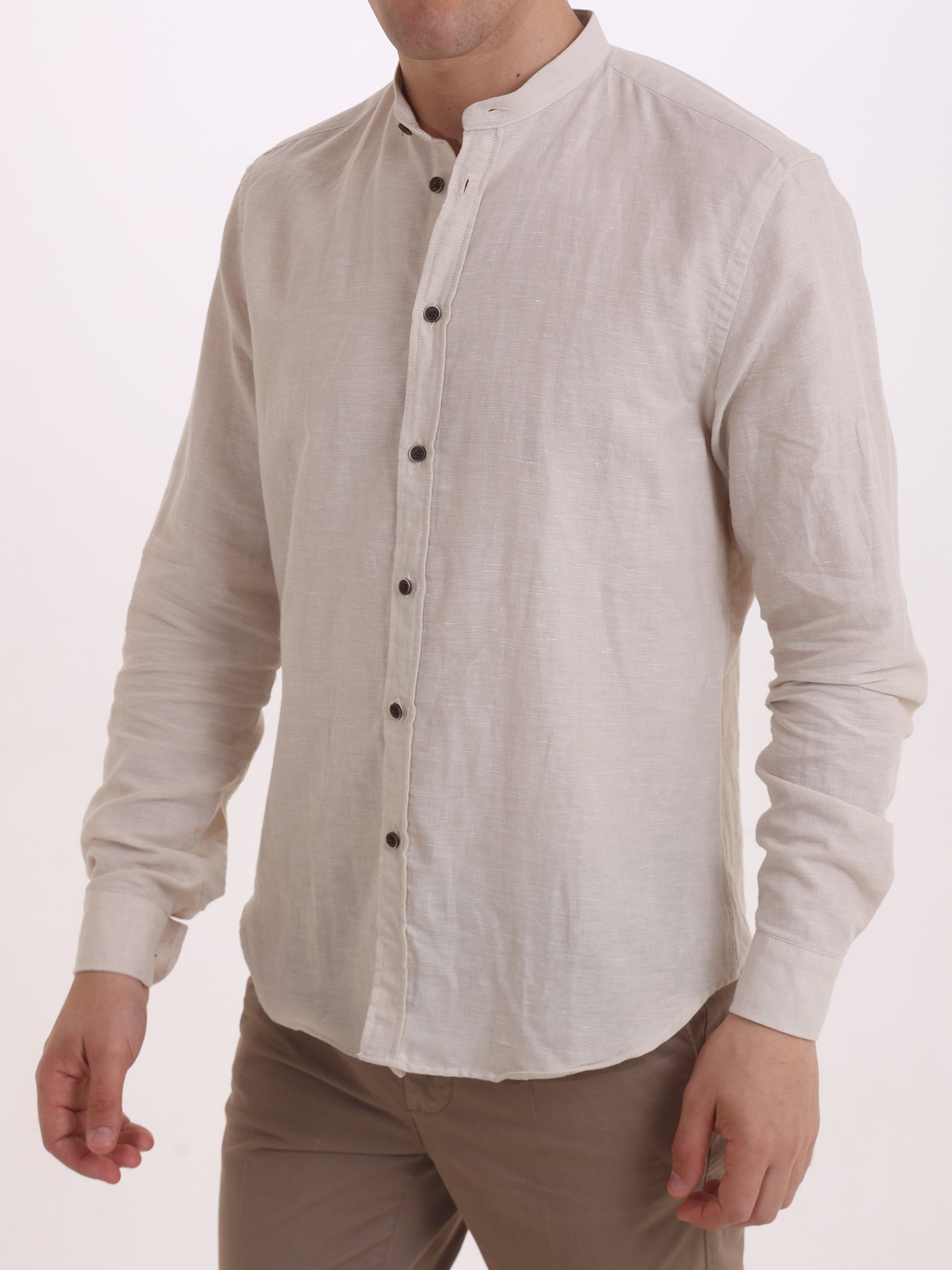 Gold Rush Uomo Camicia Lino Beige Corea Mauritius