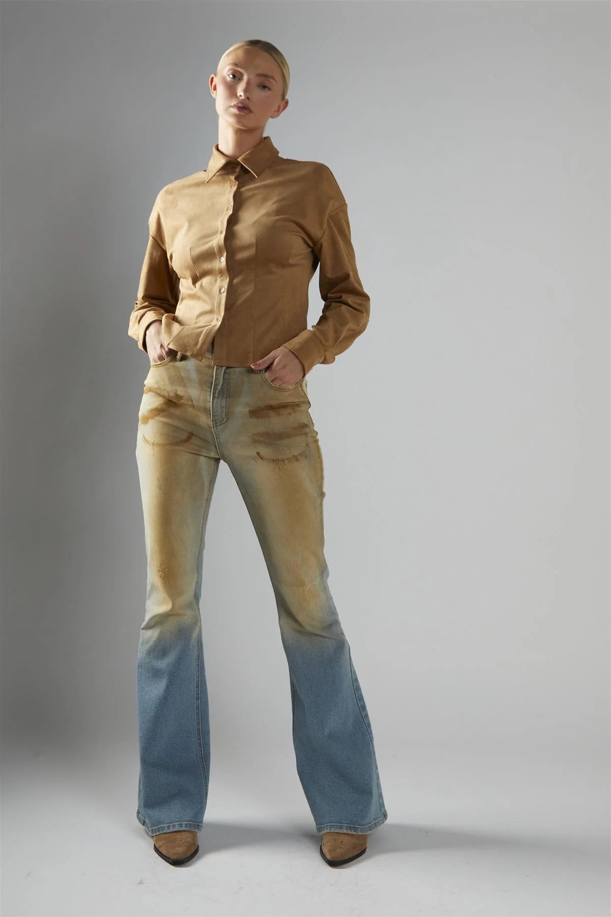 Glamorous donna camicia HC0706 camel