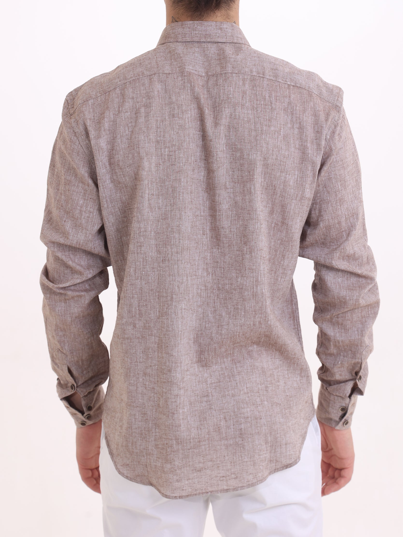 Gold Rush Uomo Camicia Lino Moro Texa