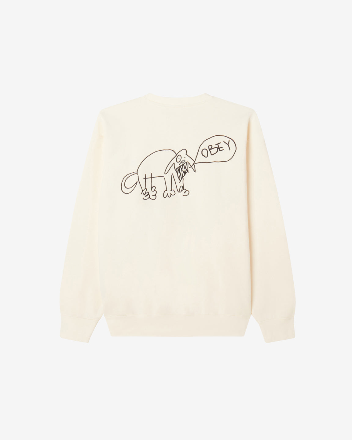 Obey uomo felpa dog doodle crew fleece unbleached