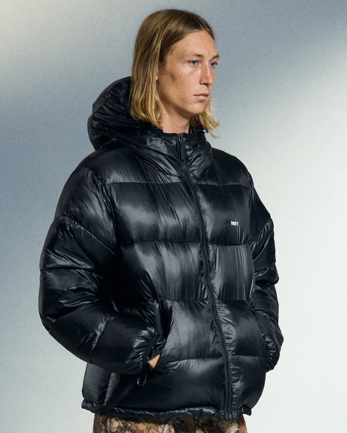 Obey uomo giubbino Stratus Puffer 22MC0001554 Black