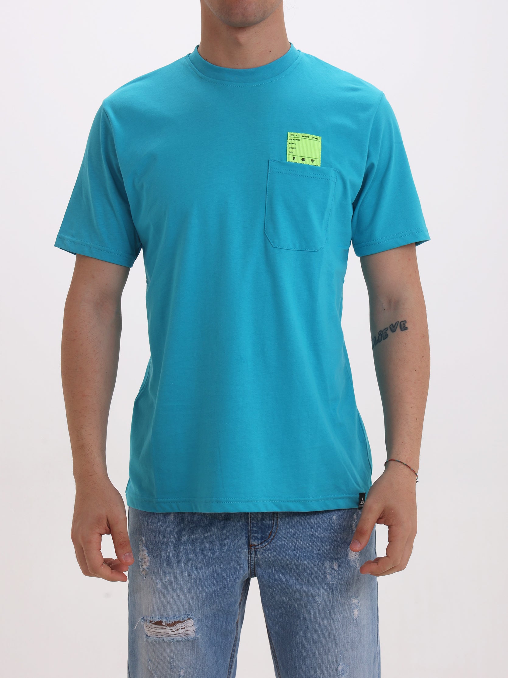 Fabrik Uomo T-shirt Azzurro Smeraldo M1ELIO03