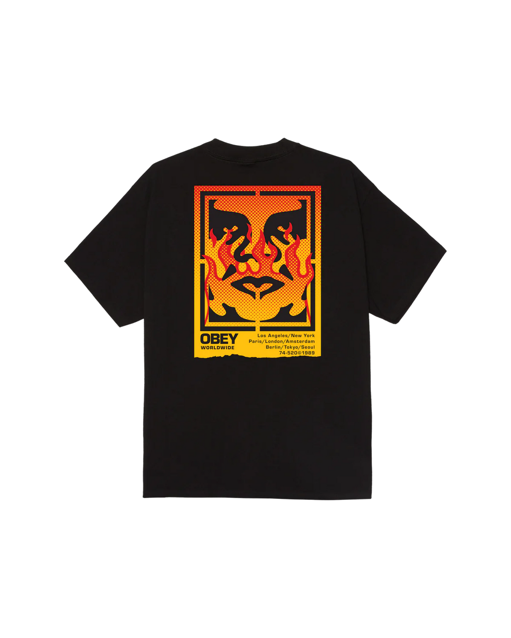 Obey uomo t-shirt icon Stencil Flame 22MC0001303 blk