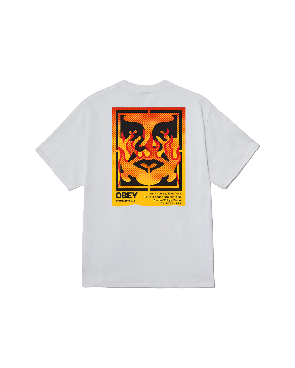 Obey uomo t-shirt Icon Stencil Flame 22MC0001303 wht