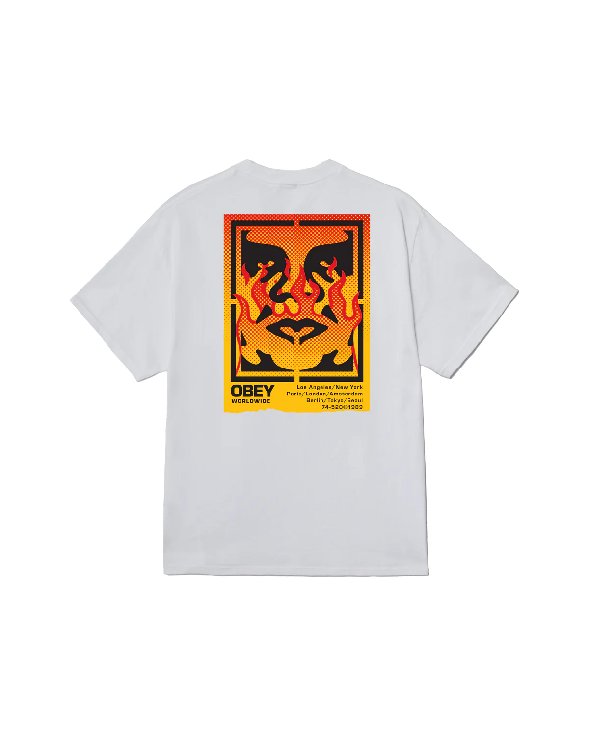 Obey uomo t-shirt Icon Stencil Flame 22MC0001303 wht