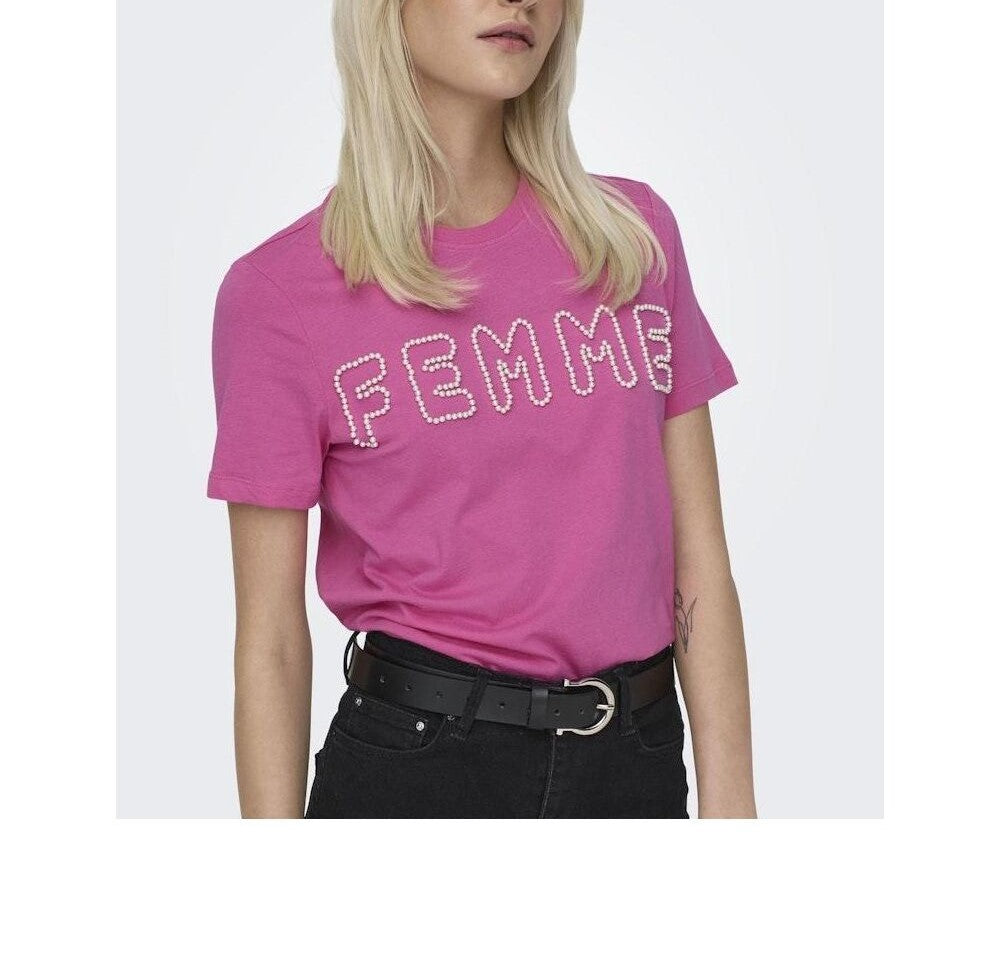 Only donna t-shirt Nanna life s/s pearls top 15320542 Rosa