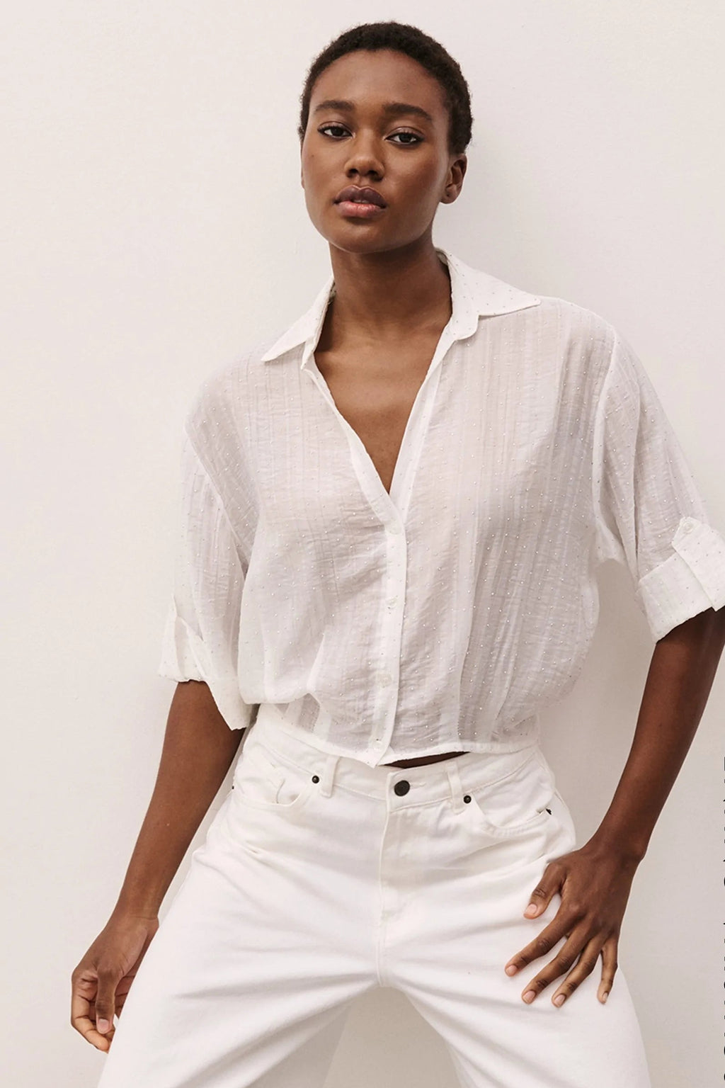 Two Way donna Camicia con Studs Bianco SP1068
