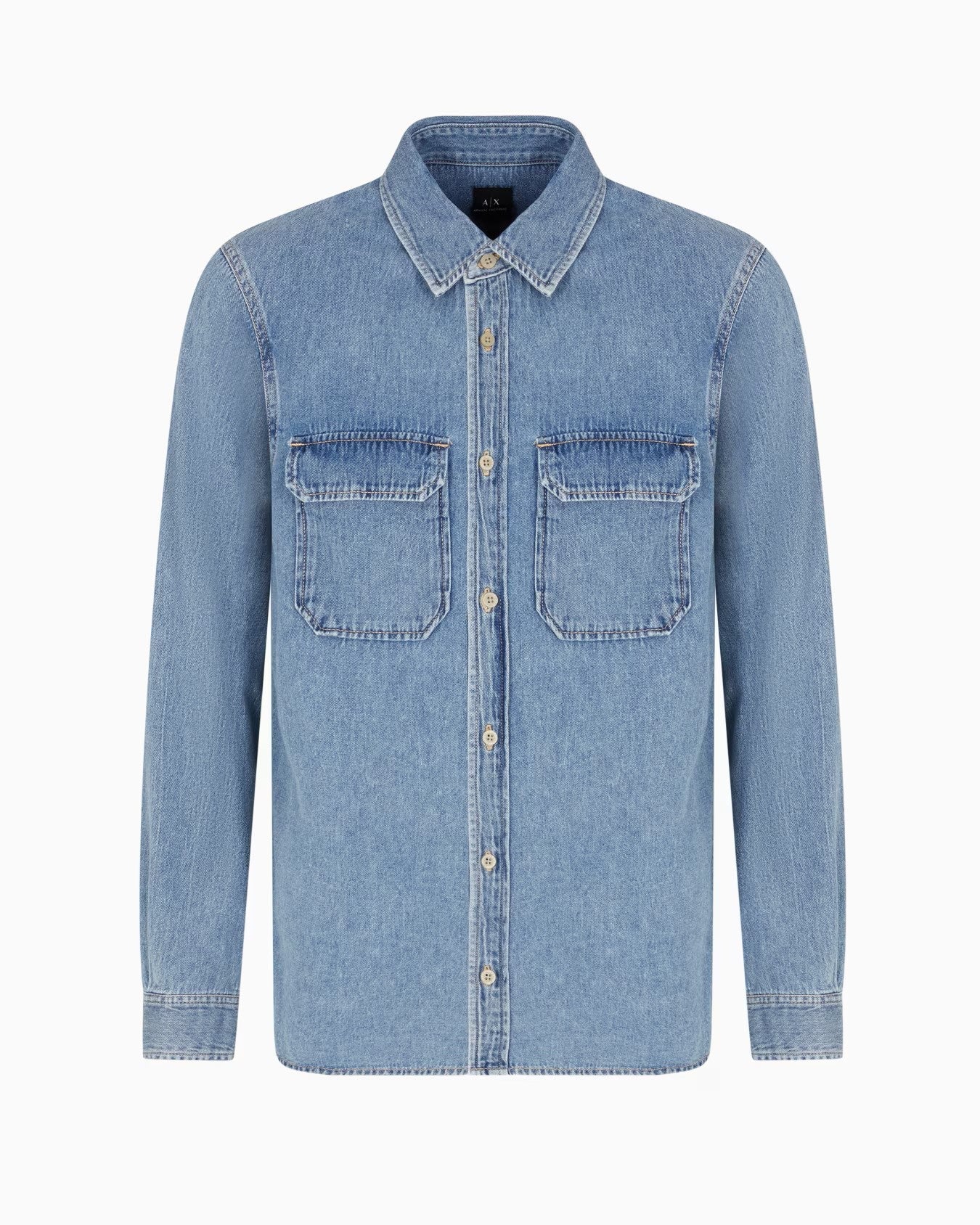 Armani Exchange uomo camicia XM001238AF15123 MB001 Blu Denim