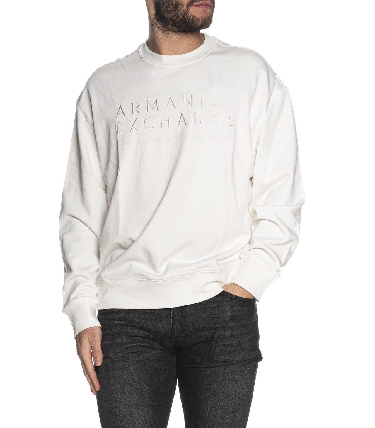 Armani Exchange uomo felpa 3DZMJP ZJY9Z 1116 Bianco