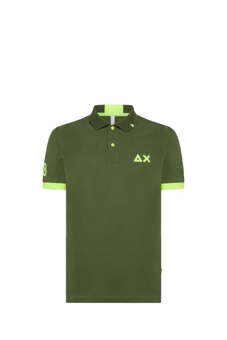 Sun68 uomo polo LOGO FLUO S/S  A34122 37 VERDE SCURO